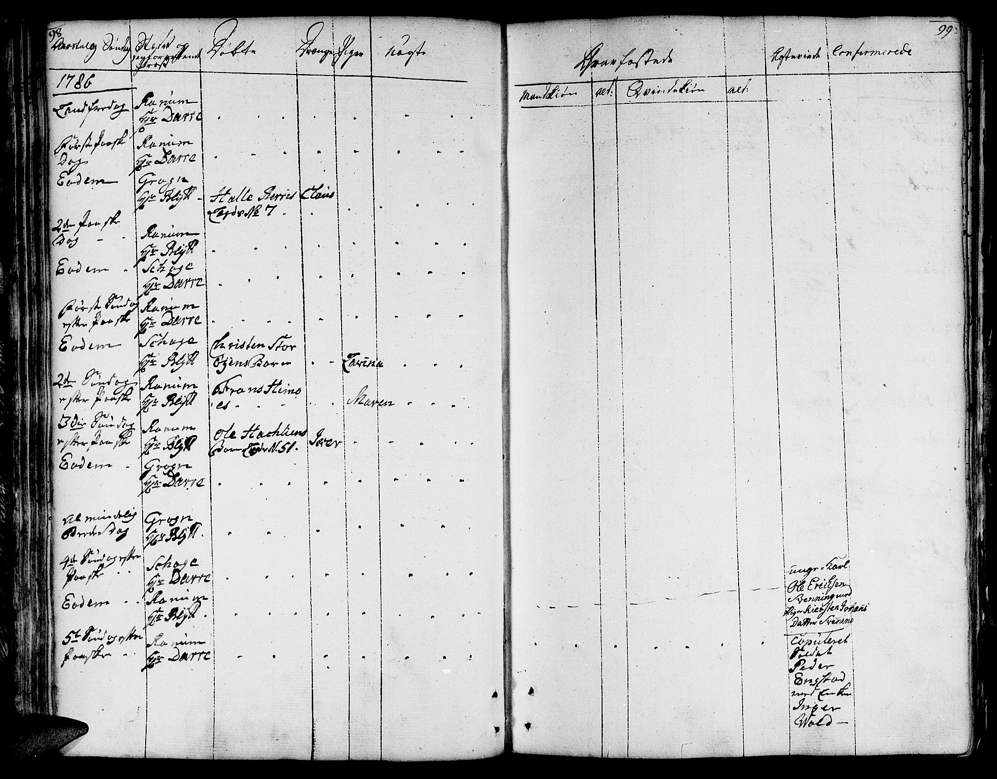 Ministerialprotokoller, klokkerbøker og fødselsregistre - Nord-Trøndelag, AV/SAT-A-1458/764/L0544: Ministerialbok nr. 764A04, 1780-1798, s. 98-99