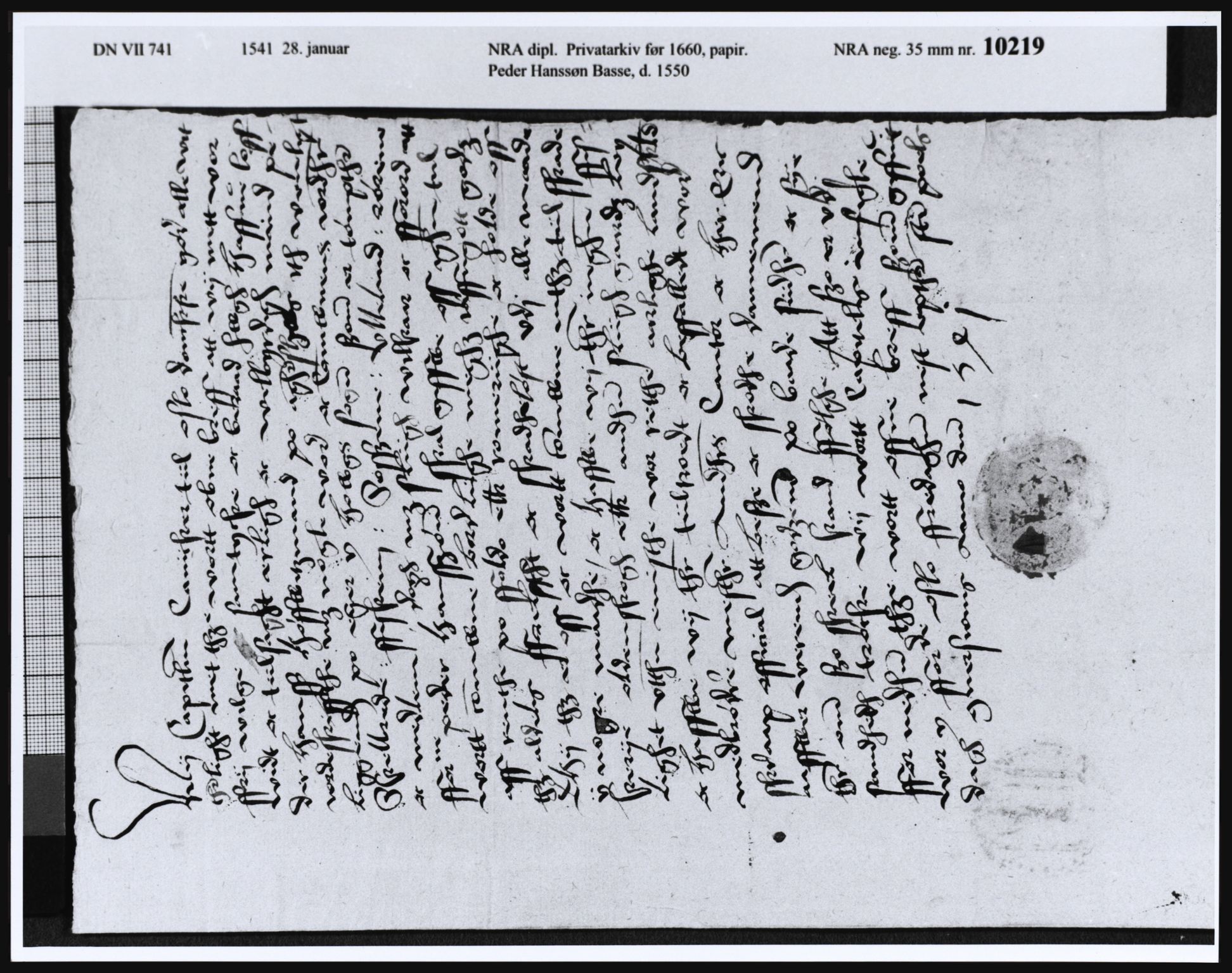 Riksarkivets diplomsamling, AV/RA-EA-5965/F21/F21d/F21dd/L0006: Dokumenter, 1541-1547, s. 1