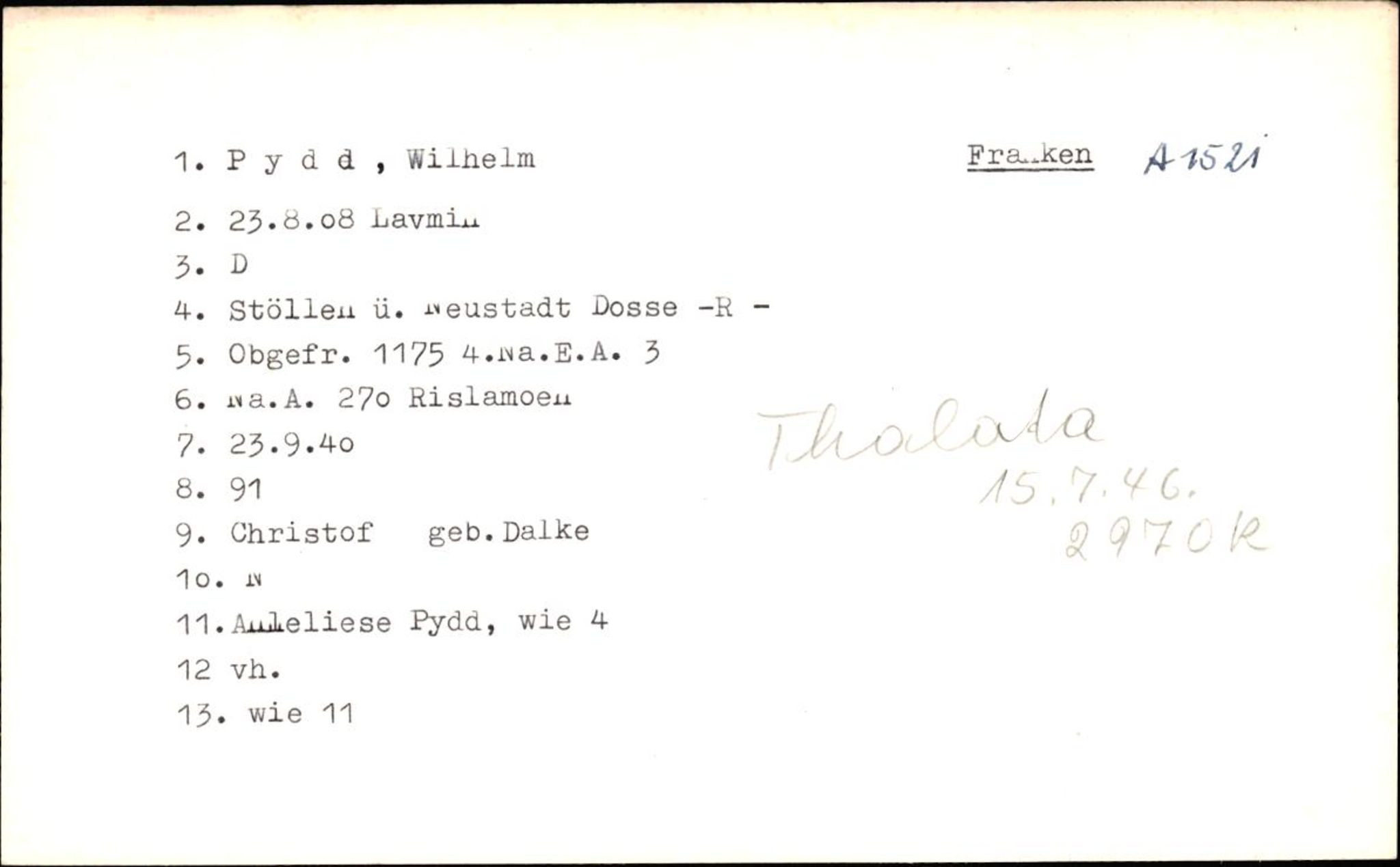 Hjemsendte tyskere , RA/RAFA-6487/D/Db/L0021: Paüls-Raglewaski, 1945-1947, s. 1174