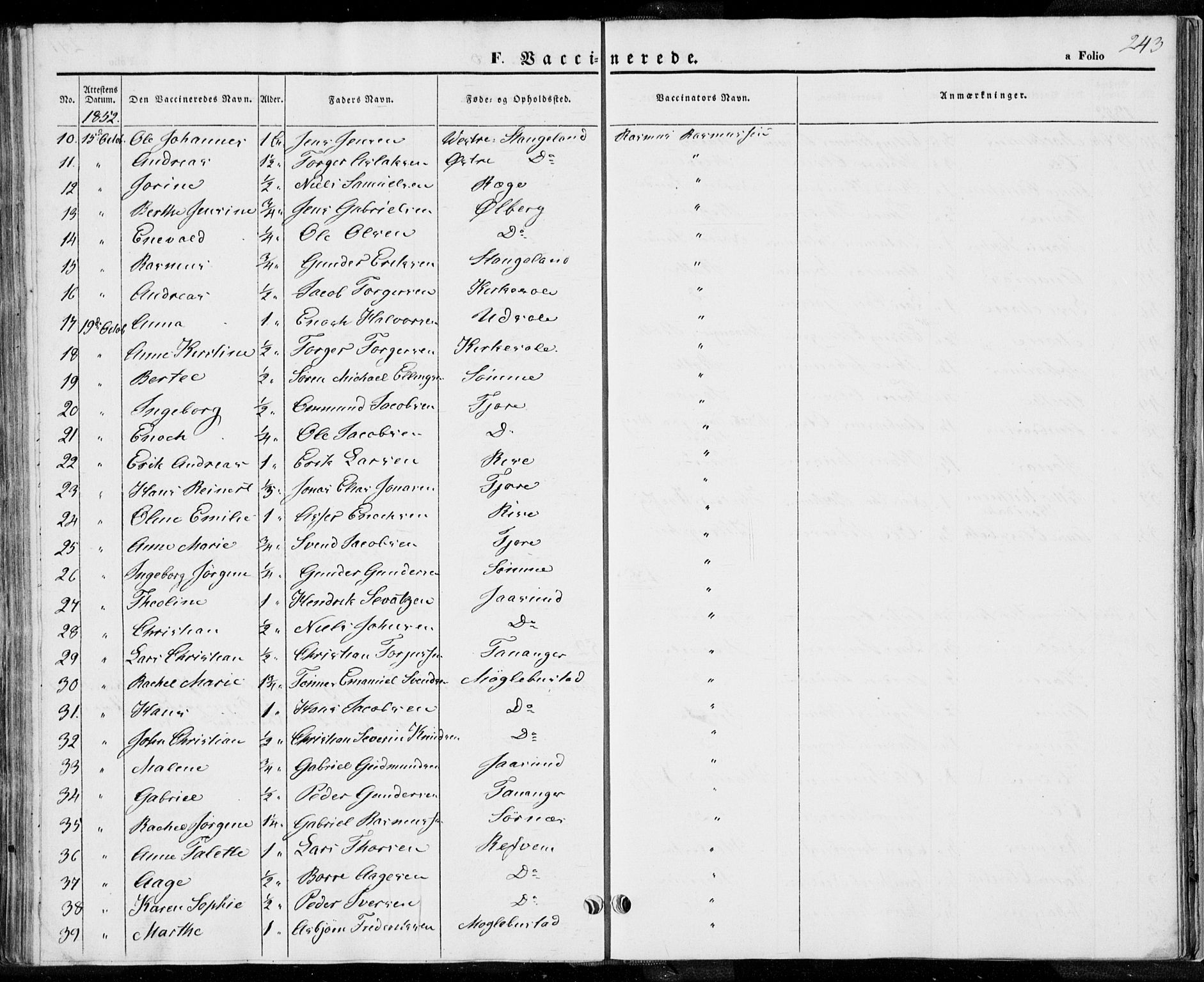 Håland sokneprestkontor, AV/SAST-A-101802/001/30BA/L0006: Ministerialbok nr. A 6, 1842-1853, s. 243