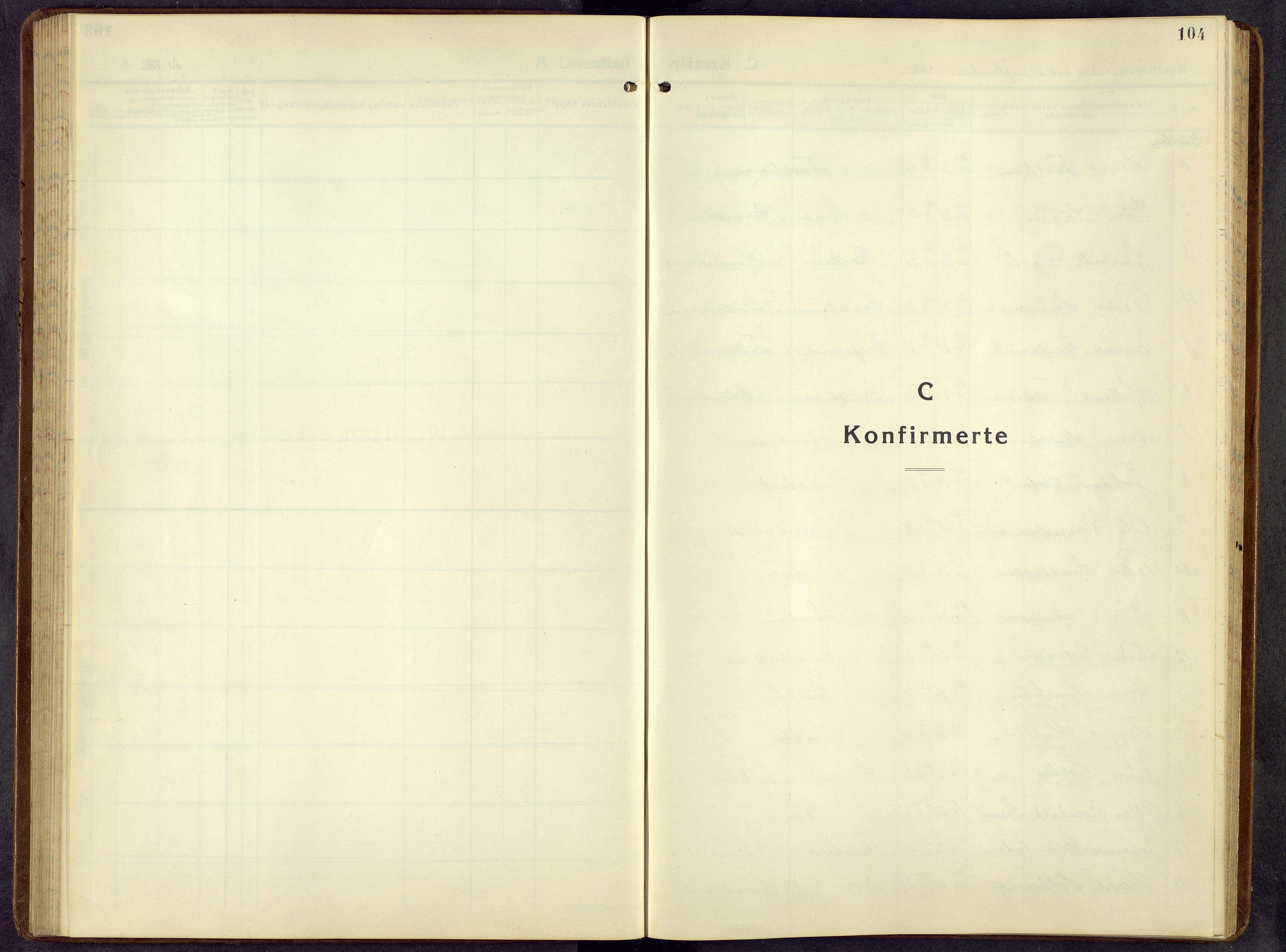 Kolbu prestekontor, SAH/PREST-110/H/Ha/Hab/L0003: Klokkerbok nr. 3, 1935-1966, s. 104