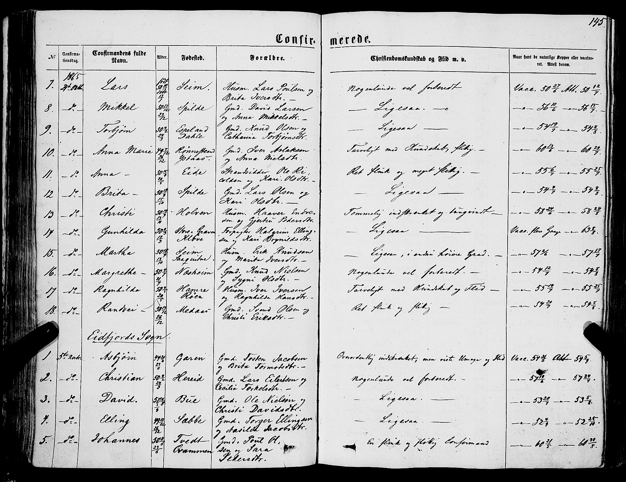 Ulvik sokneprestembete, AV/SAB-A-78801/H/Haa: Ministerialbok nr. A 15, 1864-1878, s. 145