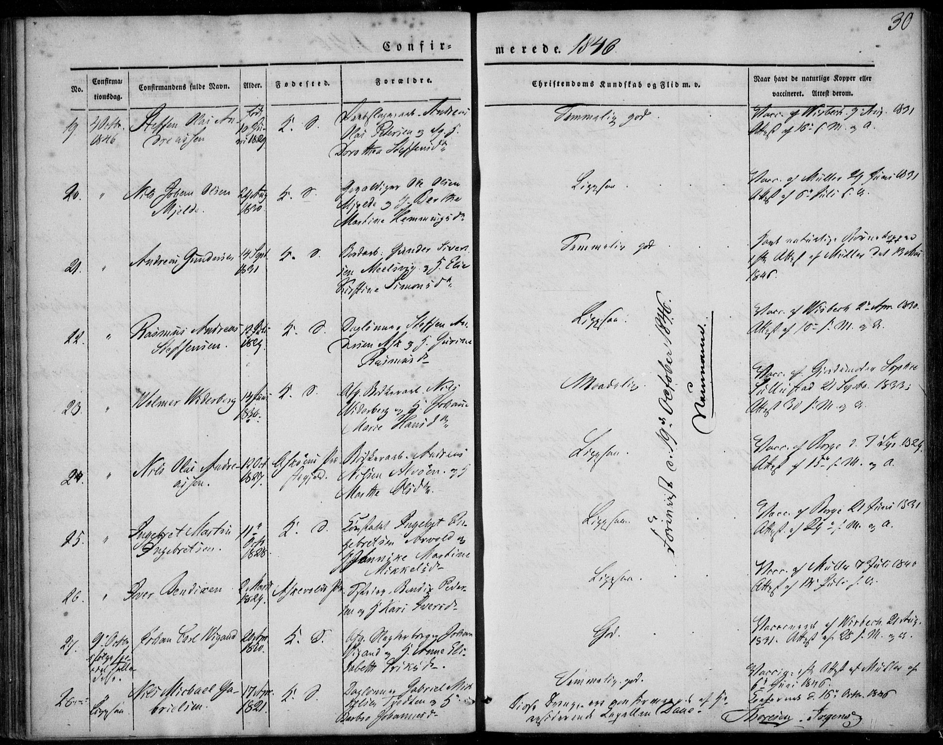 Korskirken sokneprestembete, SAB/A-76101/H/Haa/L0026: Ministerialbok nr. C 2, 1842-1854, s. 30