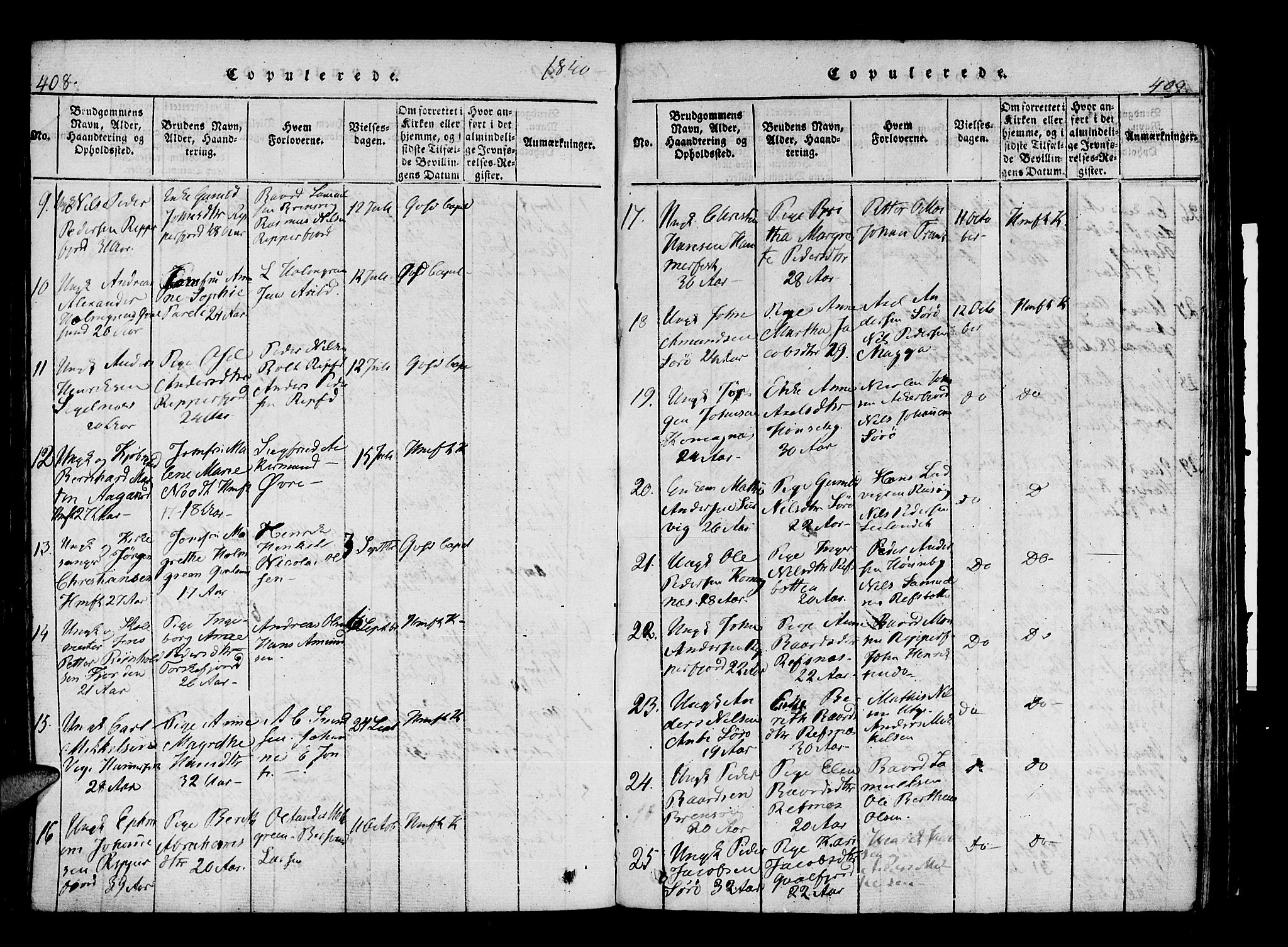 Hammerfest sokneprestkontor, SATØ/S-1347/H/Ha/L0003.kirke: Ministerialbok nr. 3, 1821-1842, s. 408-409