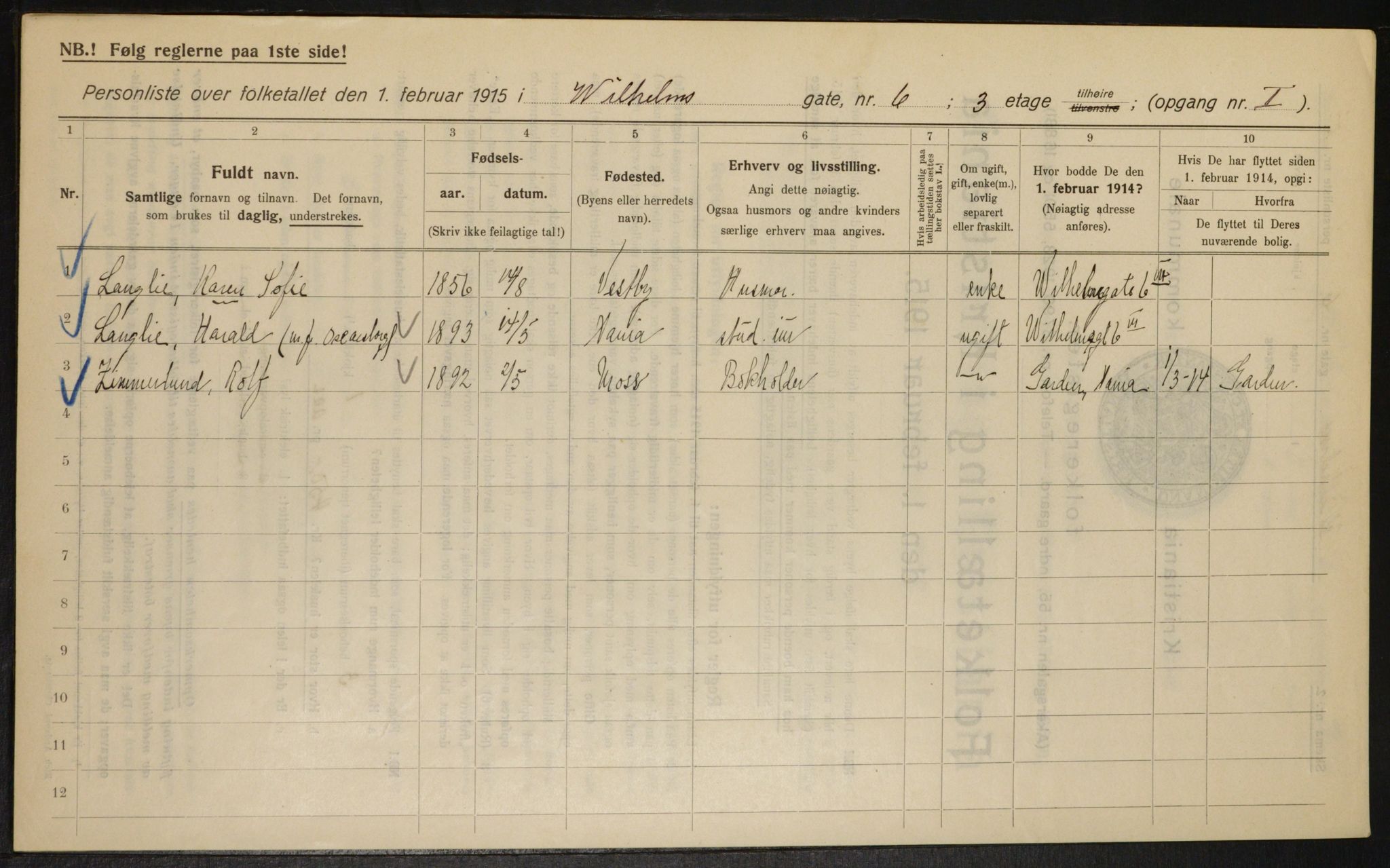 OBA, Kommunal folketelling 1.2.1915 for Kristiania, 1915, s. 128837