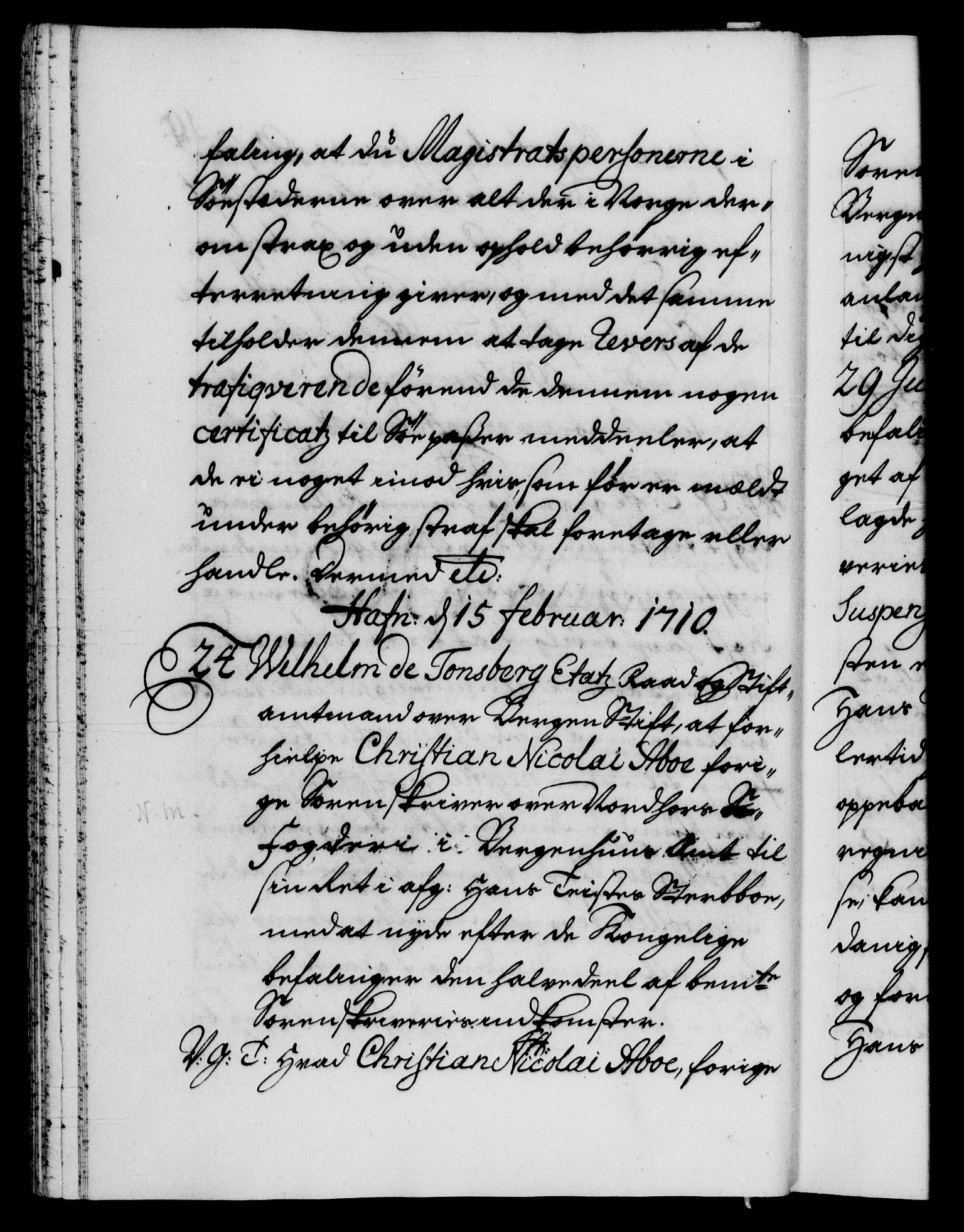 Danske Kanselli 1572-1799, AV/RA-EA-3023/F/Fc/Fca/Fcab/L0019: Norske tegnelser, 1710-1714, s. 19b