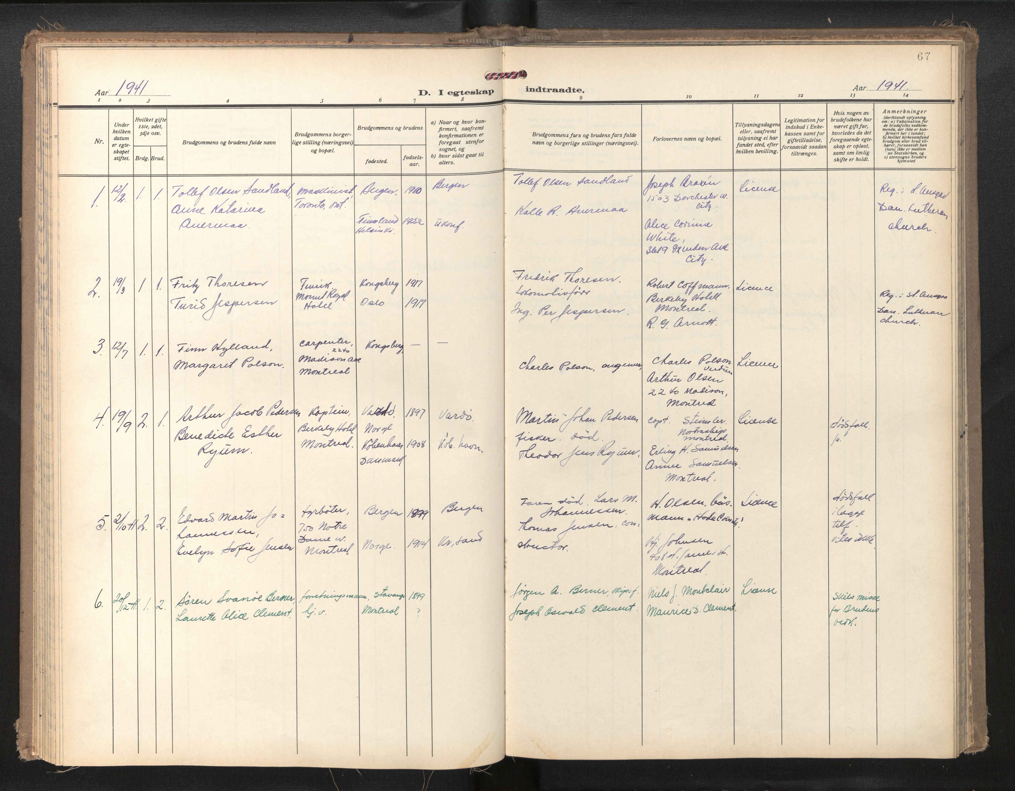 Den norske sjømannsmisjon i utlandet/Montreal-Halifax, AV/SAB-SAB/PA-0116/H/Ha/L0001: Ministerialbok nr. A 1, 1929-1960, s. 66b-67a