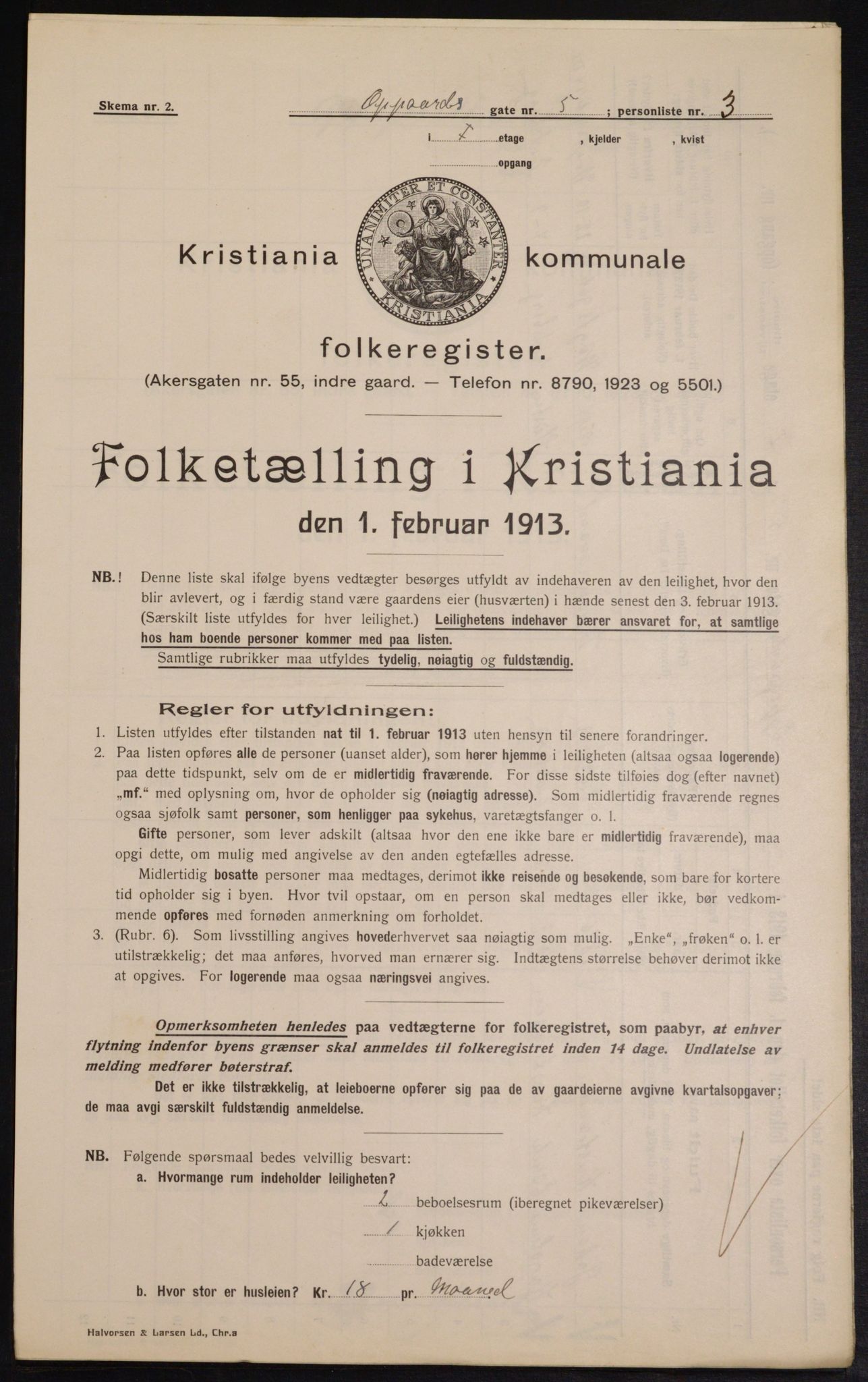 OBA, Kommunal folketelling 1.2.1913 for Kristiania, 1913, s. 75854