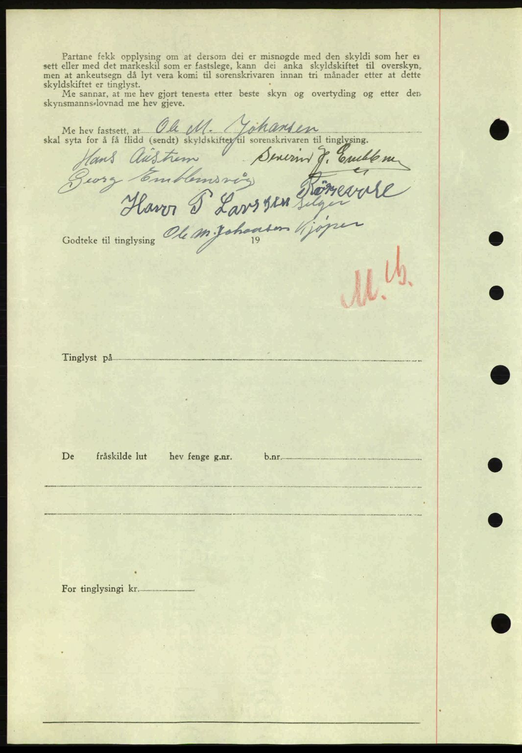 Nordre Sunnmøre sorenskriveri, AV/SAT-A-0006/1/2/2C/2Ca: Pantebok nr. A20a, 1945-1945, Dagboknr: 1062/1945