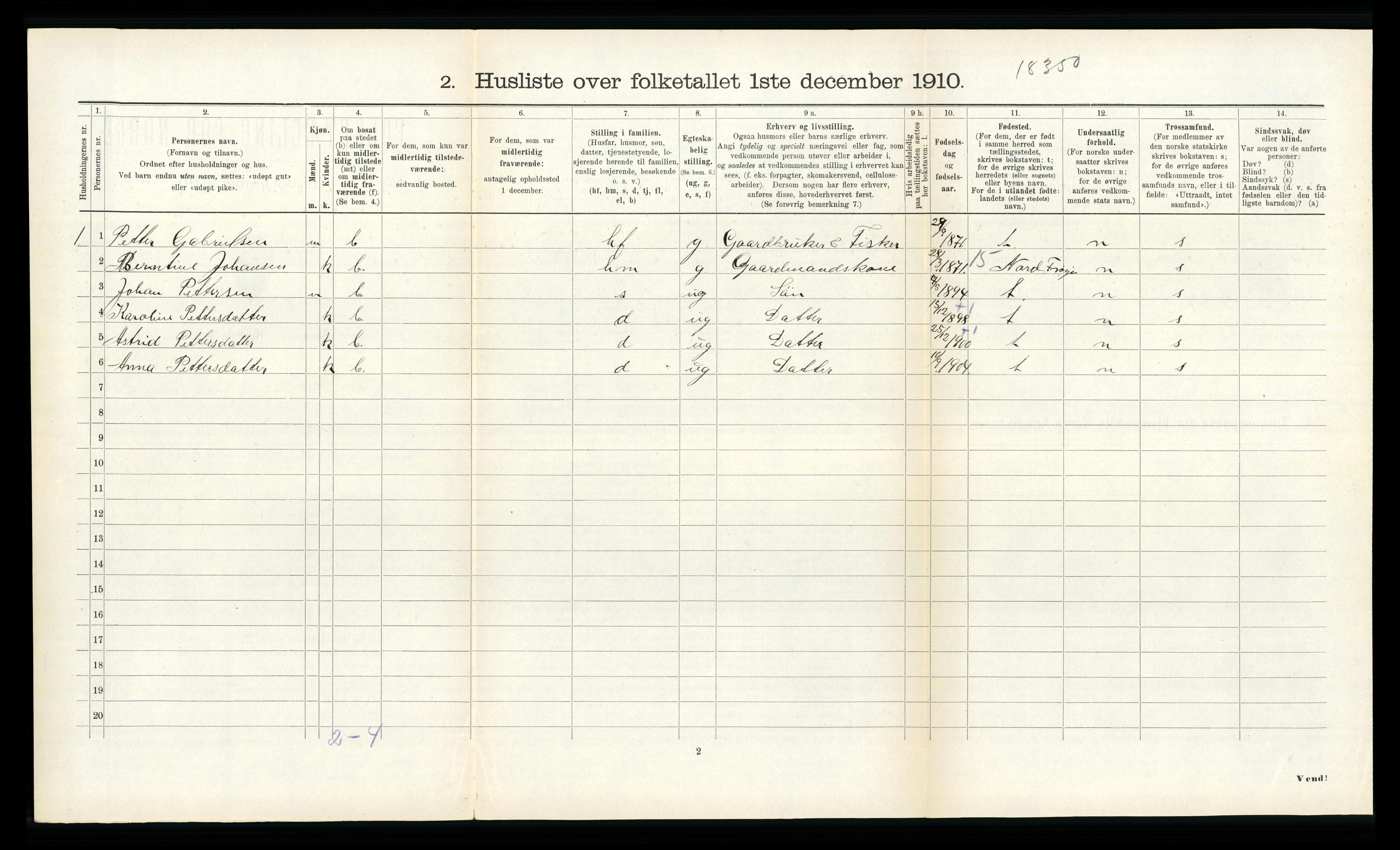 RA, Folketelling 1910 for 1619 Sør-Frøya herred, 1910, s. 407