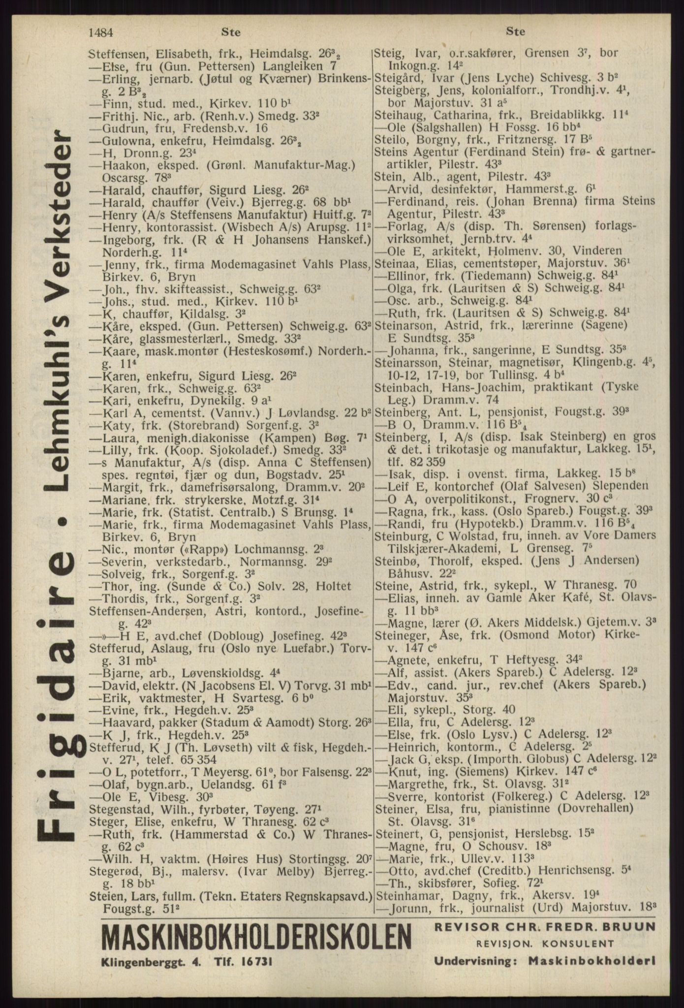 Kristiania/Oslo adressebok, PUBL/-, 1939, s. 1484
