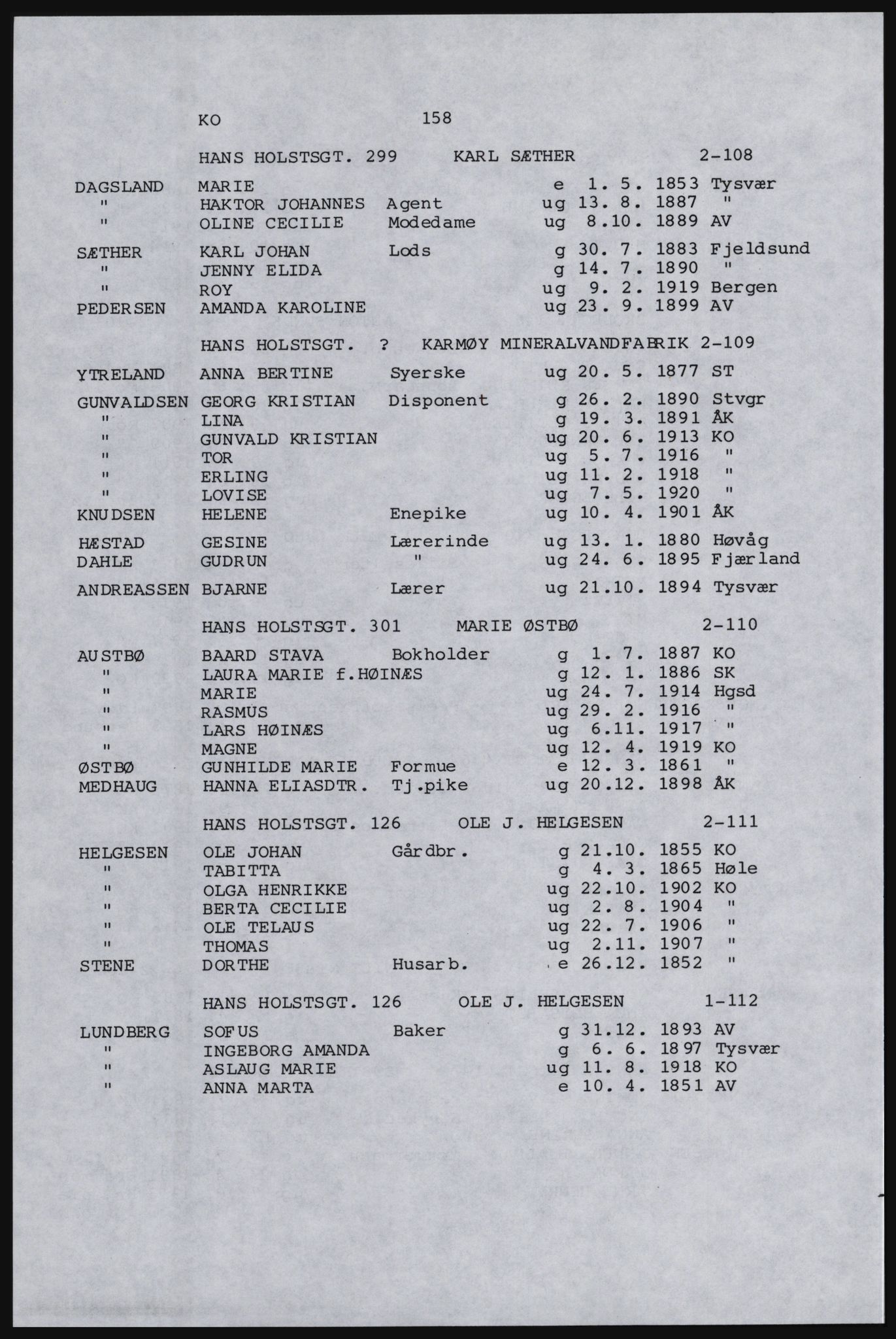 SAST, Avskrift av folketellingen 1920 for Karmøy, 1920, s. 174