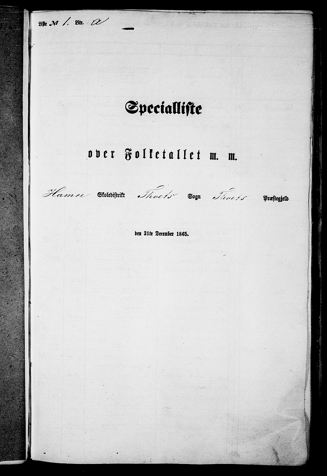 RA, Folketelling 1865 for 1013P Tveit prestegjeld, 1865, s. 16