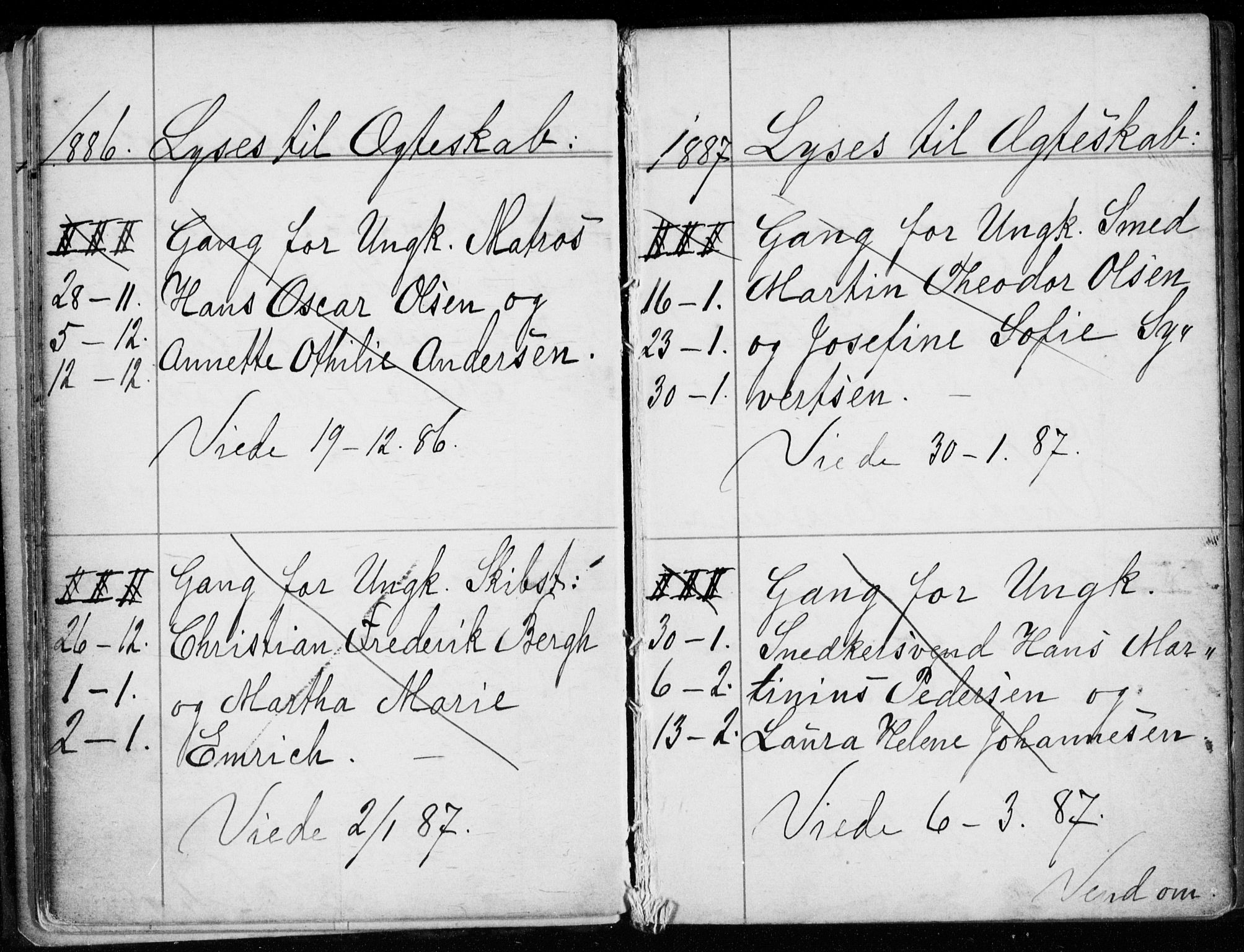 Strømsø kirkebøker, SAKO/A-246/H/Ha/L0007: Lysningsprotokoll nr. 7, 1884-1896
