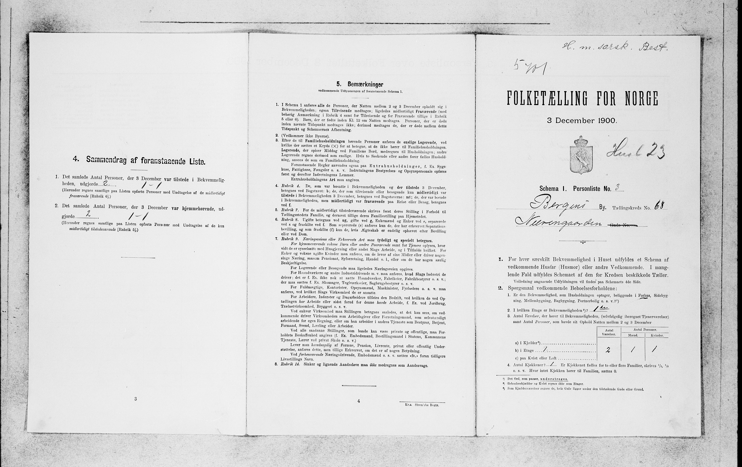 SAB, Folketelling 1900 for 1301 Bergen kjøpstad, 1900, s. 13951