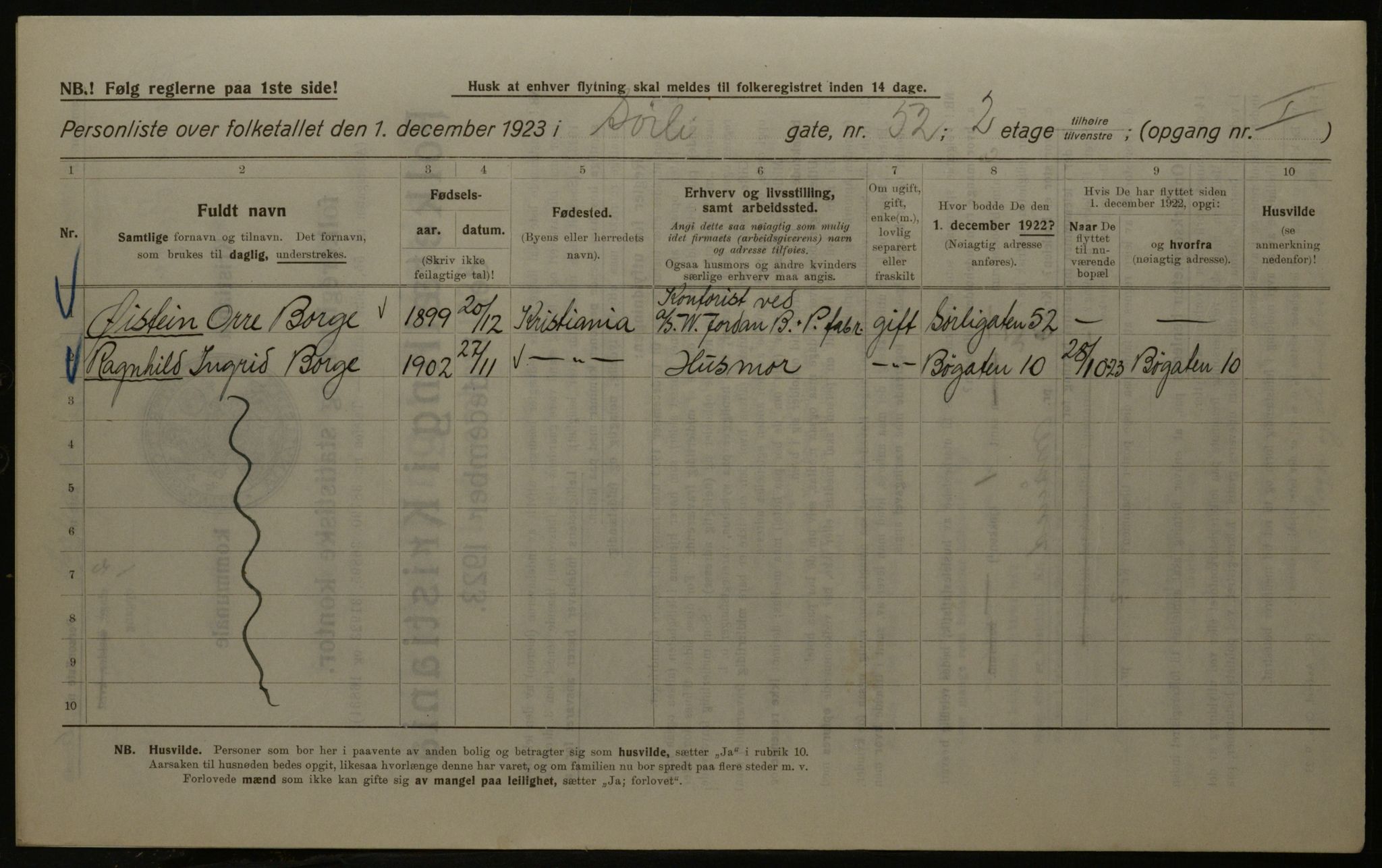 OBA, Kommunal folketelling 1.12.1923 for Kristiania, 1923, s. 118286