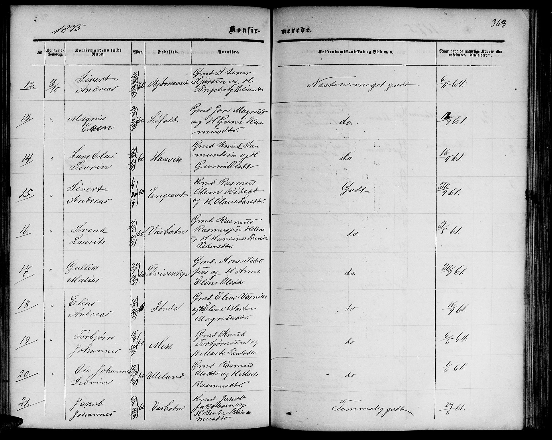 Ministerialprotokoller, klokkerbøker og fødselsregistre - Møre og Romsdal, AV/SAT-A-1454/511/L0157: Klokkerbok nr. 511C03, 1864-1884, s. 363