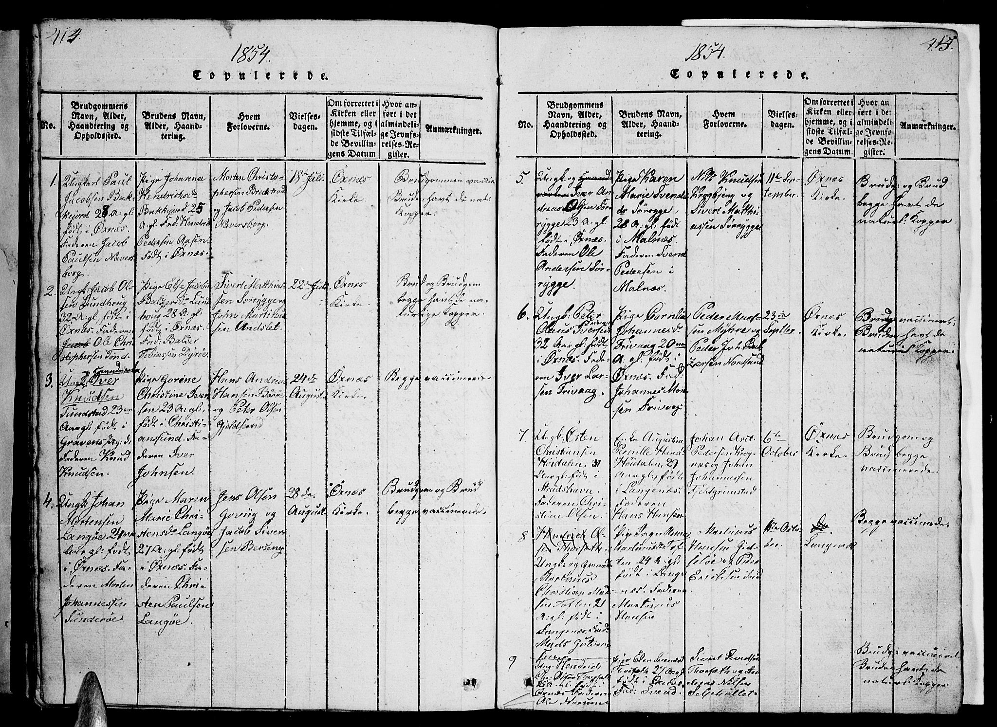 Ministerialprotokoller, klokkerbøker og fødselsregistre - Nordland, AV/SAT-A-1459/893/L1346: Klokkerbok nr. 893C01, 1820-1858, s. 414-415