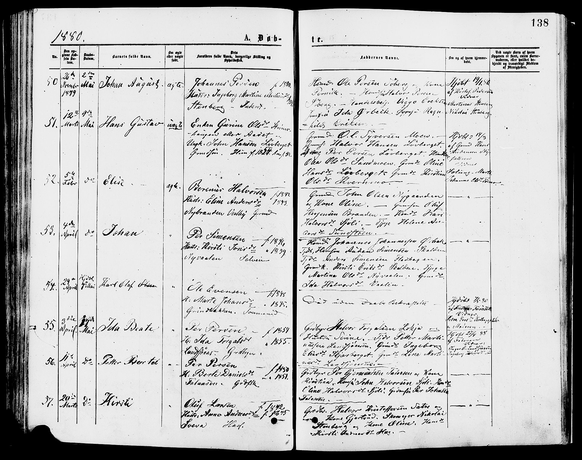 Trysil prestekontor, AV/SAH-PREST-046/H/Ha/Haa/L0007: Ministerialbok nr. 7, 1874-1880, s. 138