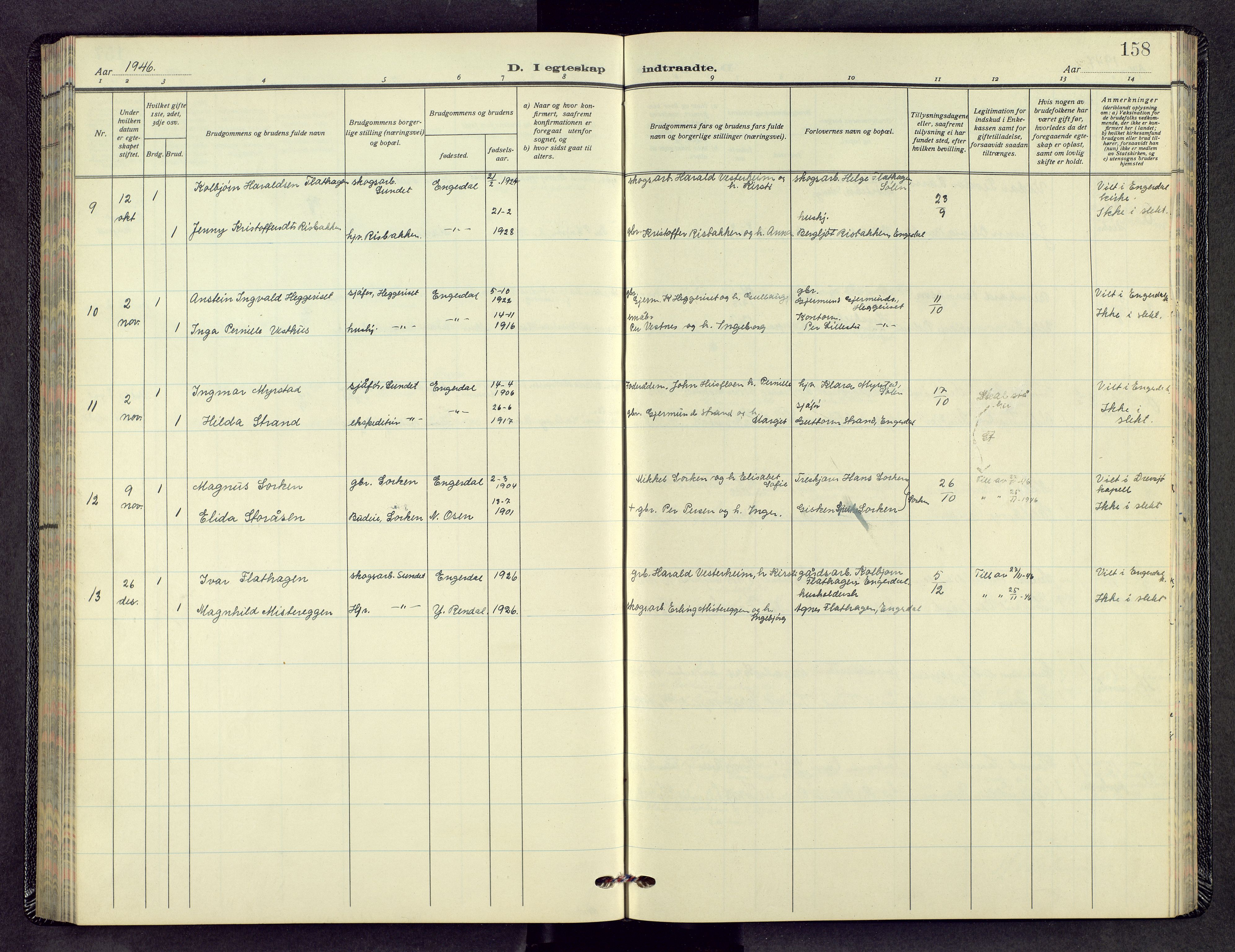 Engerdal prestekontor, SAH/PREST-048/H/Ha/Hab/L0002: Klokkerbok nr. 2, 1941-1958, s. 157b-158a