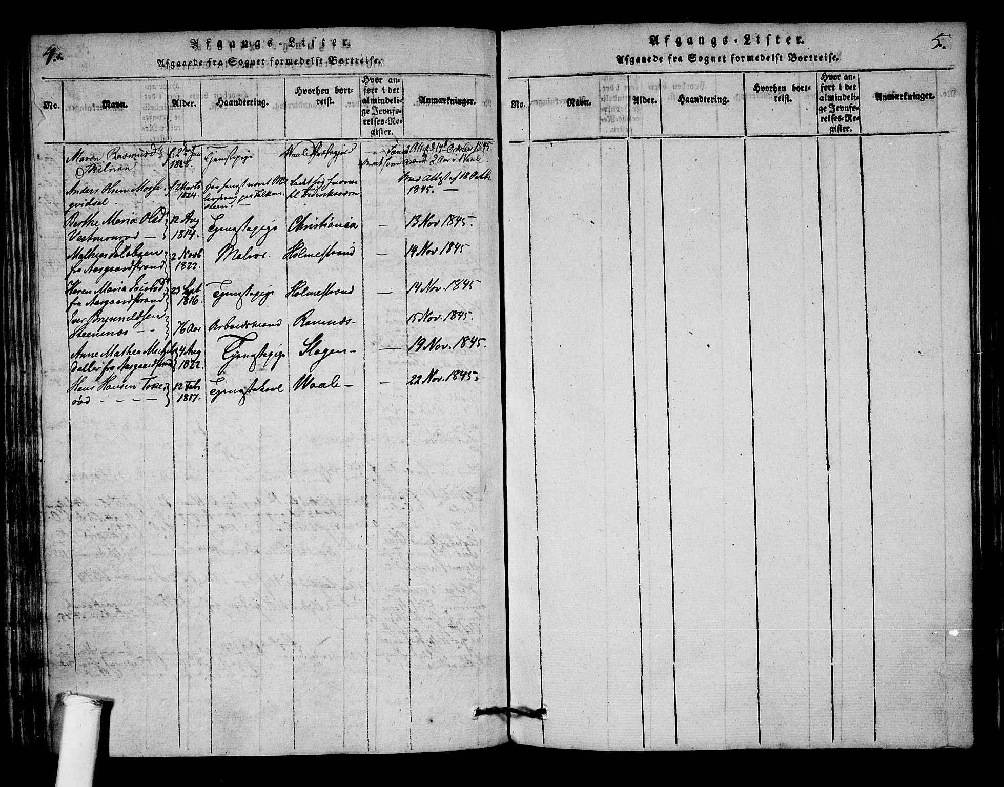 Borre kirkebøker, AV/SAKO-A-338/F/Fa/L0004: Ministerialbok nr. I 4, 1815-1845, s. 4-5