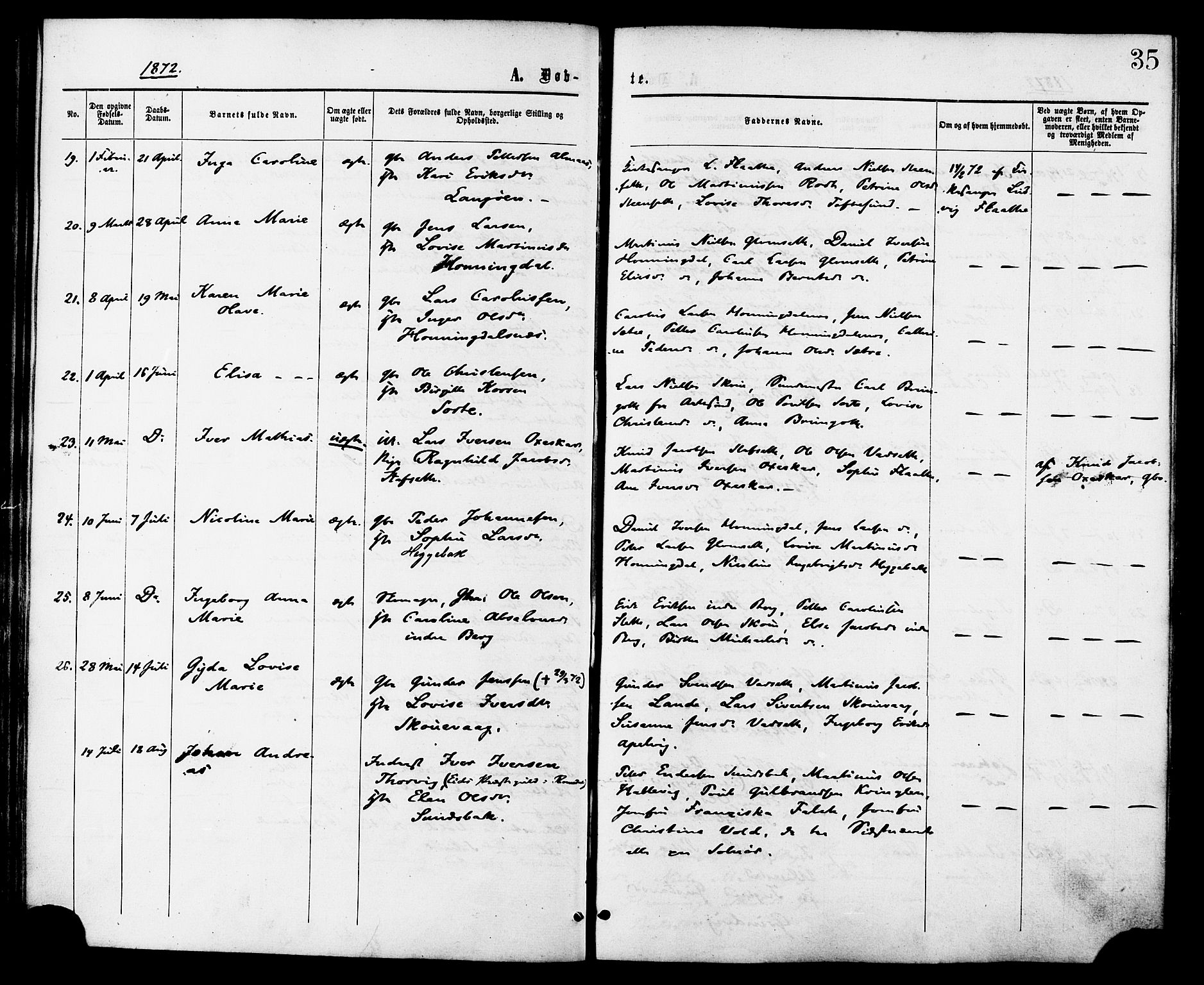 Ministerialprotokoller, klokkerbøker og fødselsregistre - Møre og Romsdal, AV/SAT-A-1454/524/L0355: Ministerialbok nr. 524A07, 1864-1879, s. 35