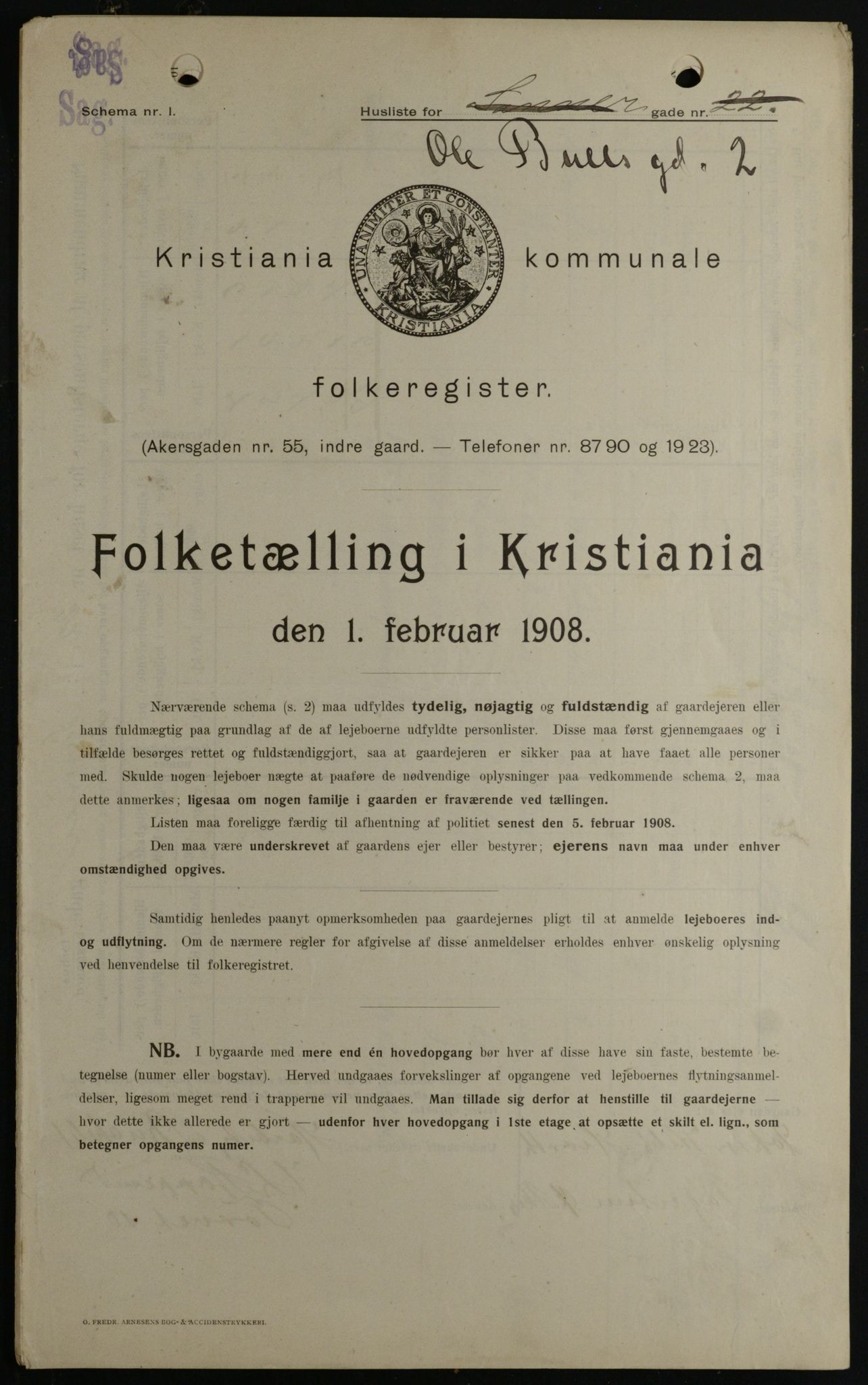 OBA, Kommunal folketelling 1.2.1908 for Kristiania kjøpstad, 1908, s. 67637