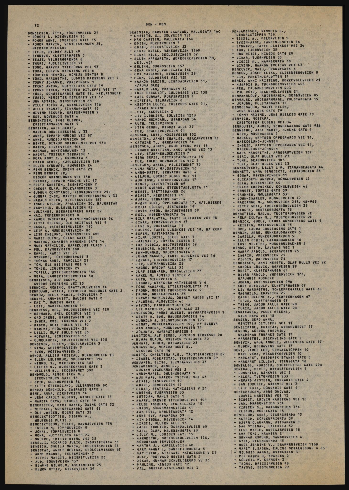Kristiania/Oslo adressebok, PUBL/-, 1984-1985, s. 72
