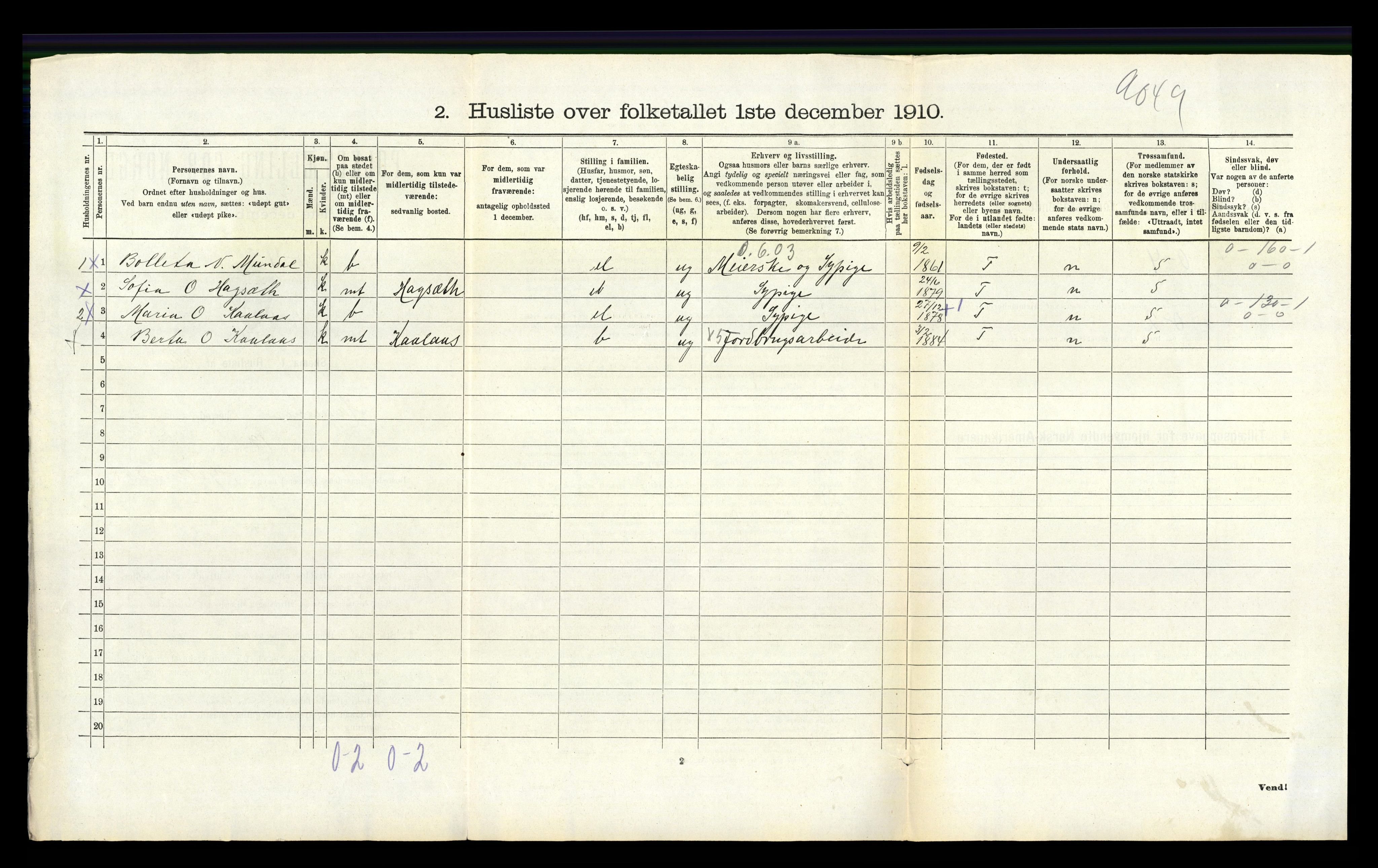 RA, Folketelling 1910 for 1254 Hamre herred, 1910, s. 281