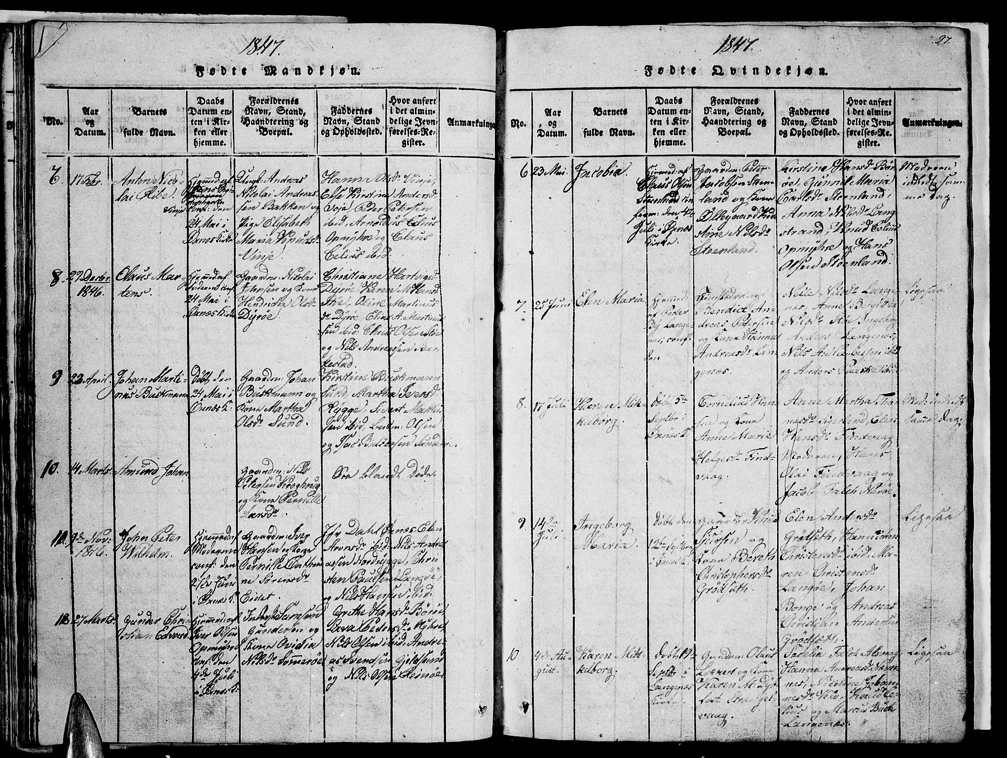 Ministerialprotokoller, klokkerbøker og fødselsregistre - Nordland, AV/SAT-A-1459/893/L1346: Klokkerbok nr. 893C01, 1820-1858, s. 96-97