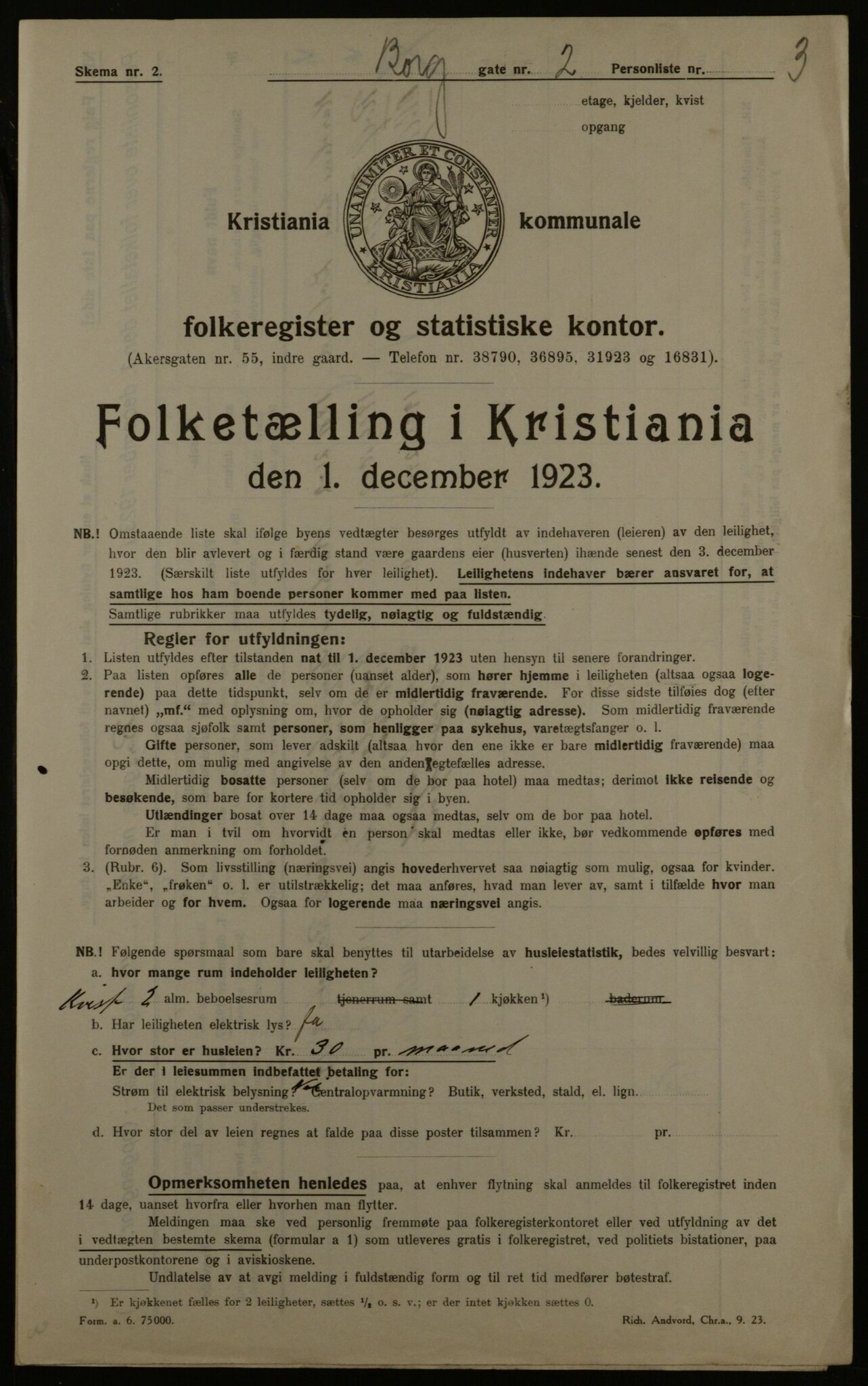 OBA, Kommunal folketelling 1.12.1923 for Kristiania, 1923, s. 8790