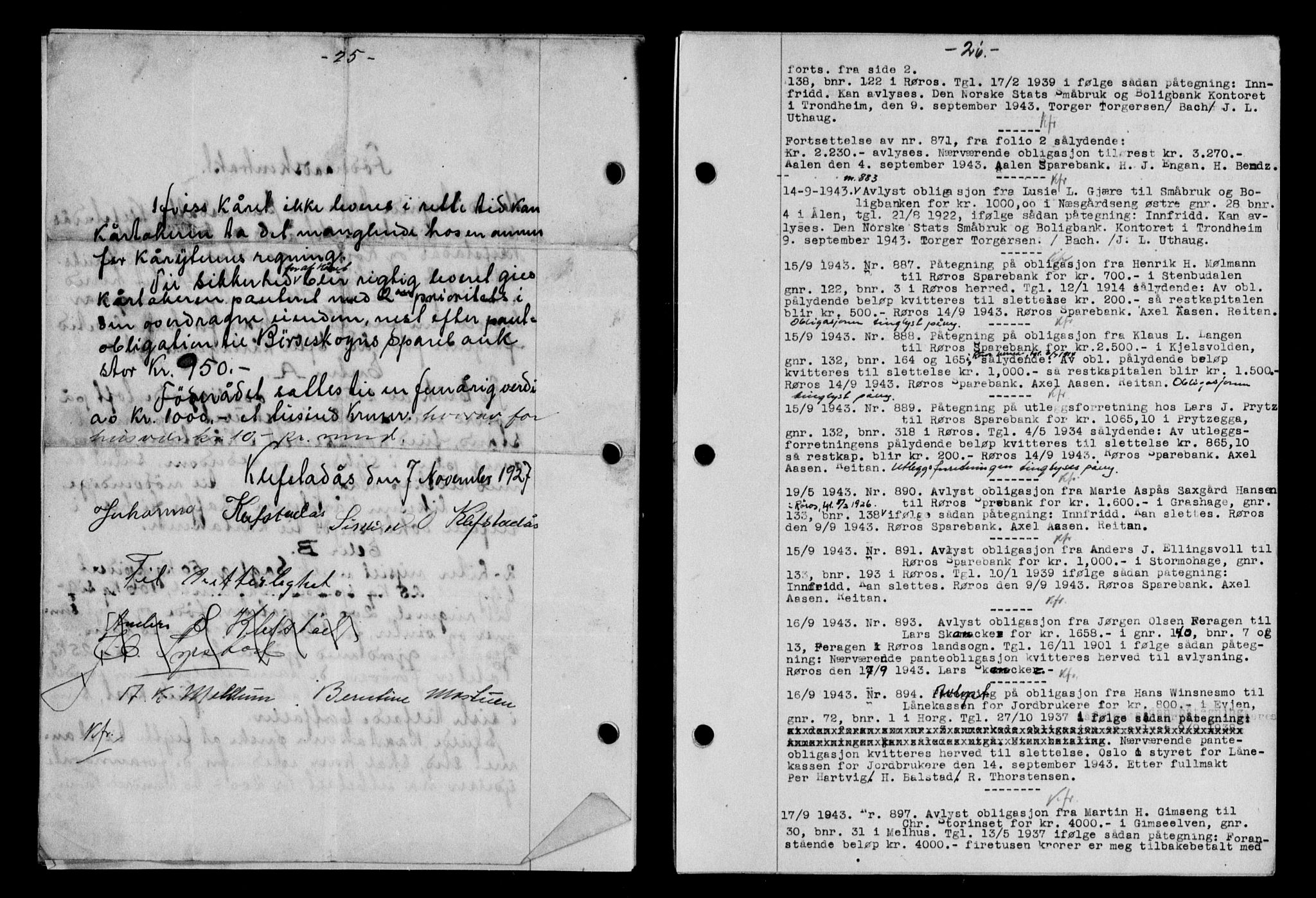 Gauldal sorenskriveri, SAT/A-0014/1/2/2C/L0057: Pantebok nr. 62, 1943-1944, Dagboknr: 871/1943
