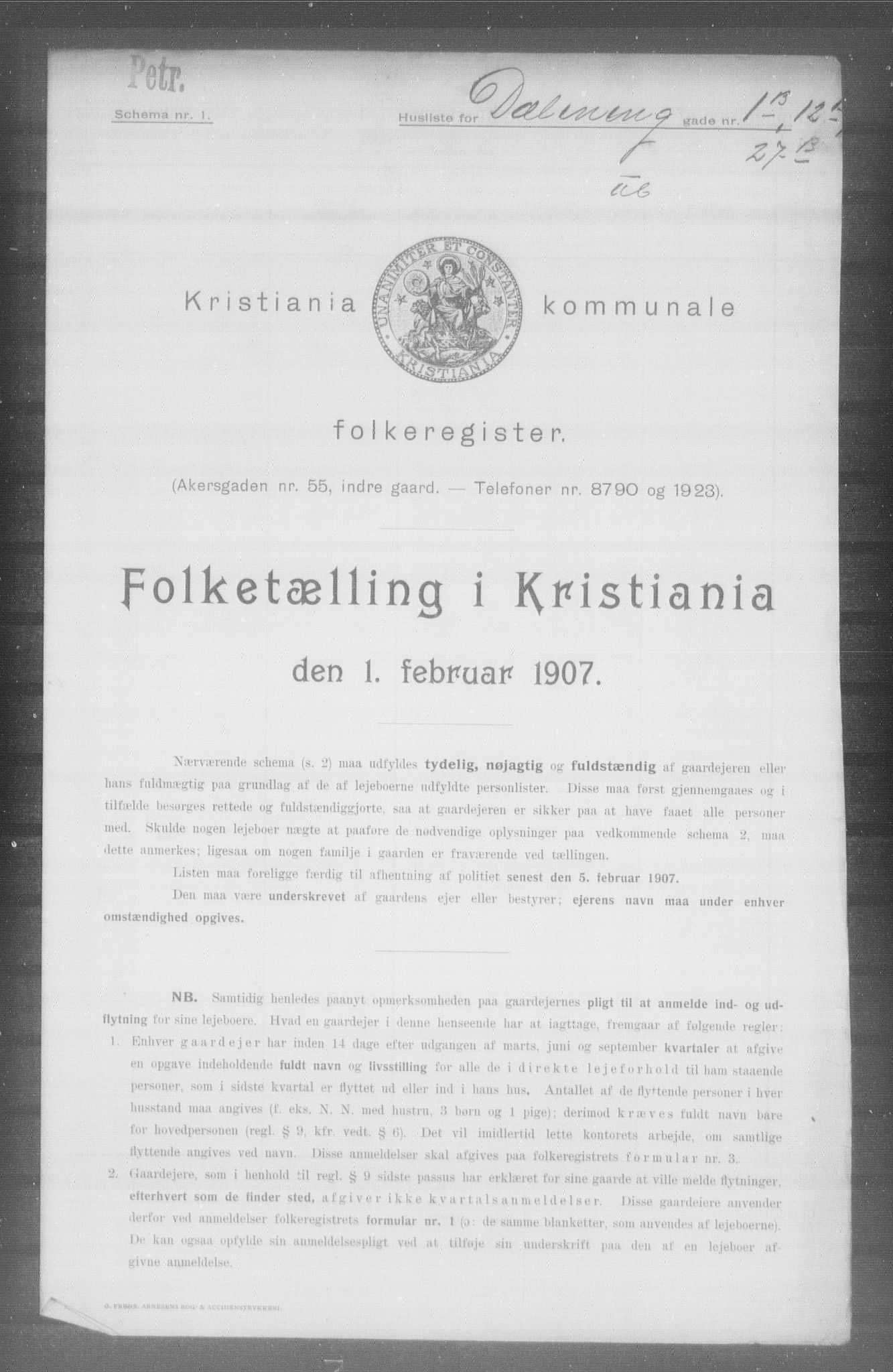 OBA, Kommunal folketelling 1.2.1907 for Kristiania kjøpstad, 1907, s. 8946