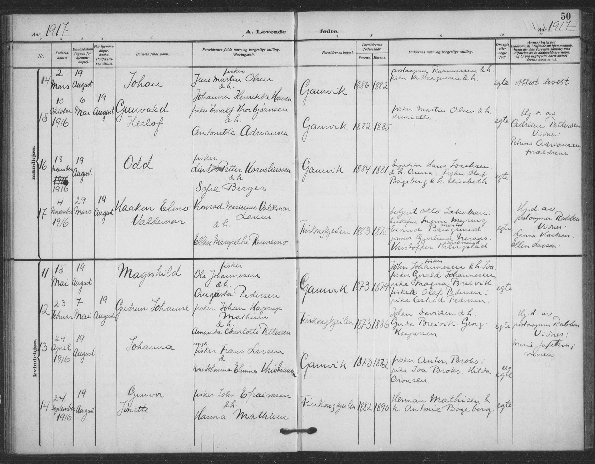 Tana sokneprestkontor, AV/SATØ-S-1334/H/Ha/L0008kirke: Ministerialbok nr. 8, 1908-1920, s. 50