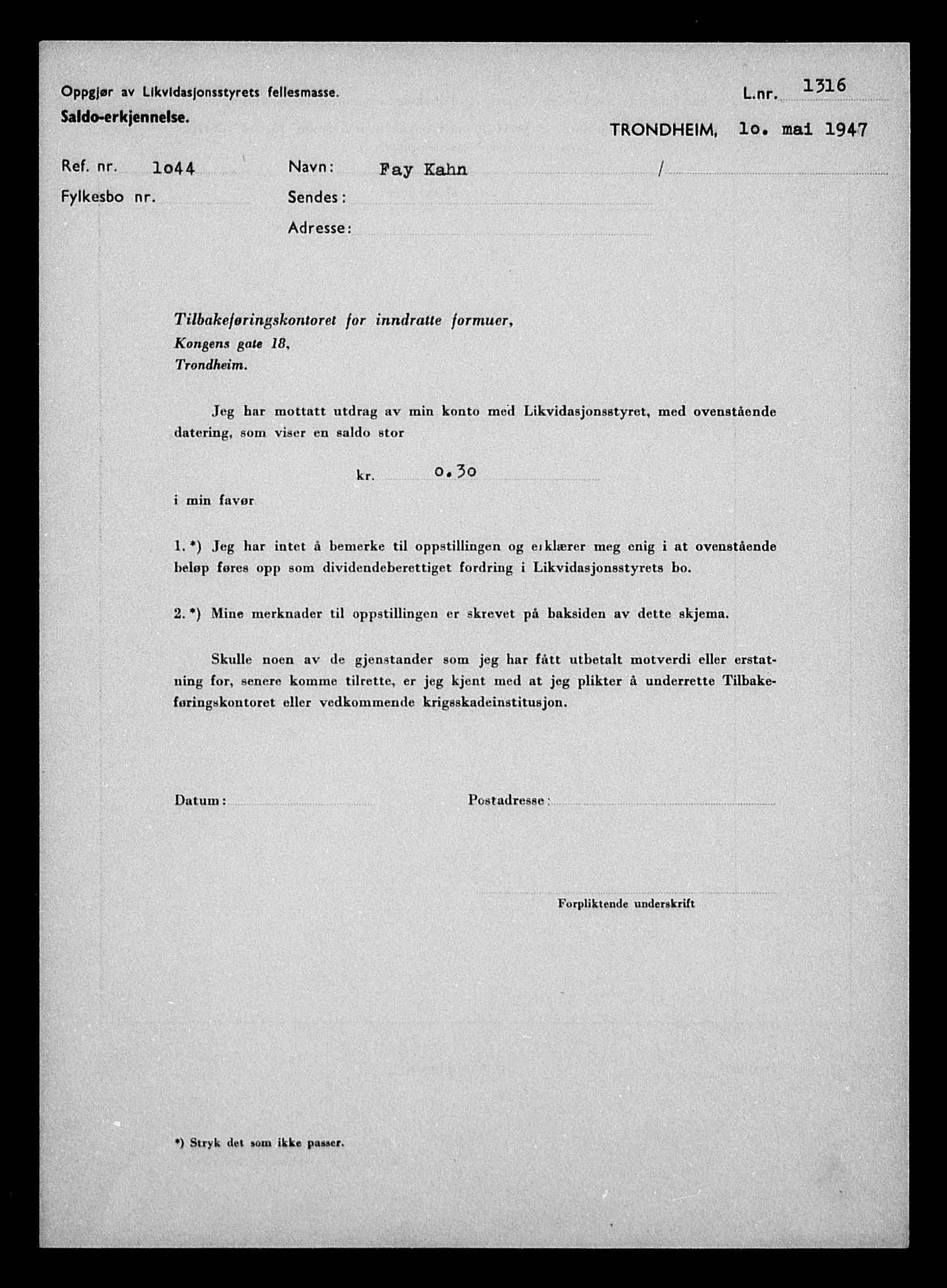 Justisdepartementet, Tilbakeføringskontoret for inndratte formuer, AV/RA-S-1564/H/Hc/Hca/L0899: --, 1945-1947, s. 279