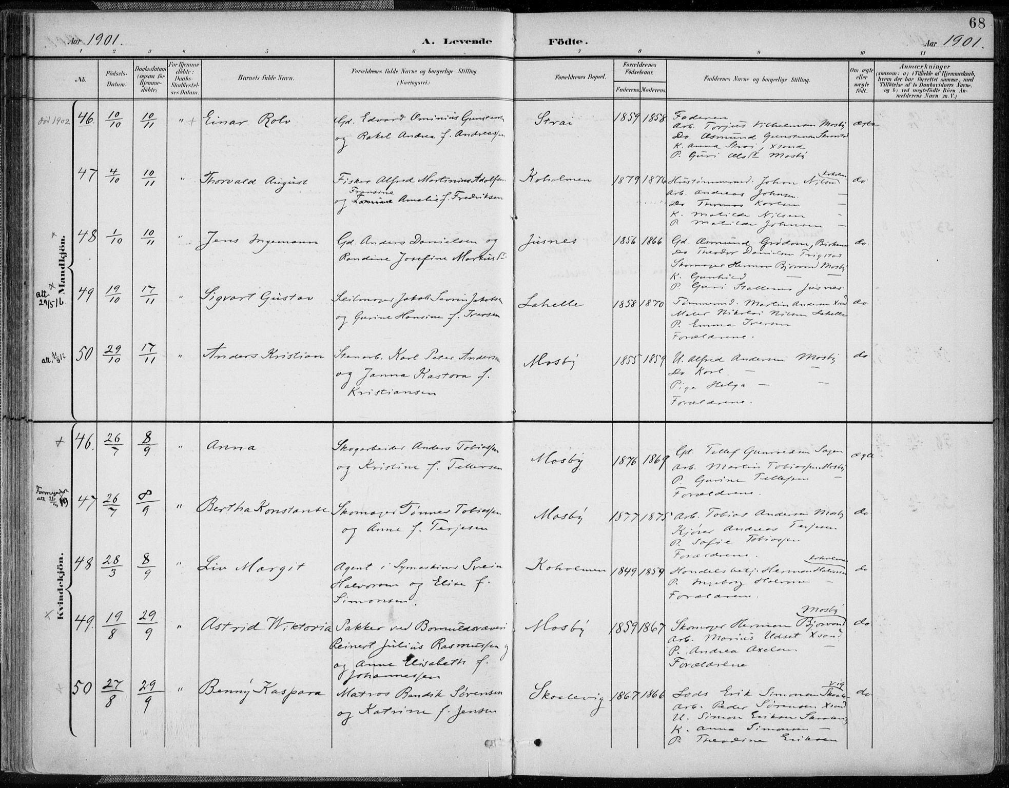 Oddernes sokneprestkontor, AV/SAK-1111-0033/F/Fa/Faa/L0010: Ministerialbok nr. A 10, 1897-1911, s. 68