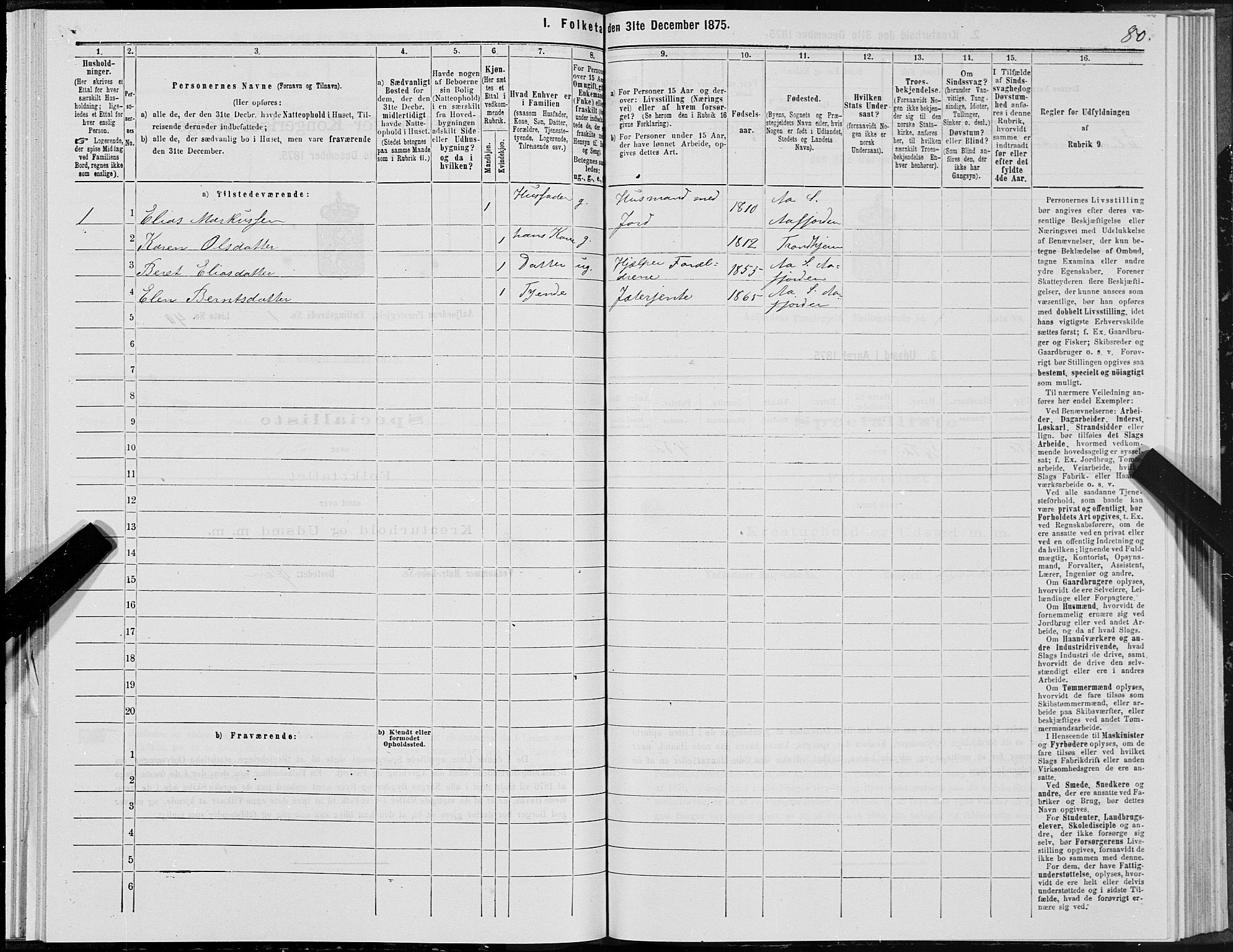 SAT, Folketelling 1875 for 1630P Aafjorden prestegjeld, 1875, s. 1080