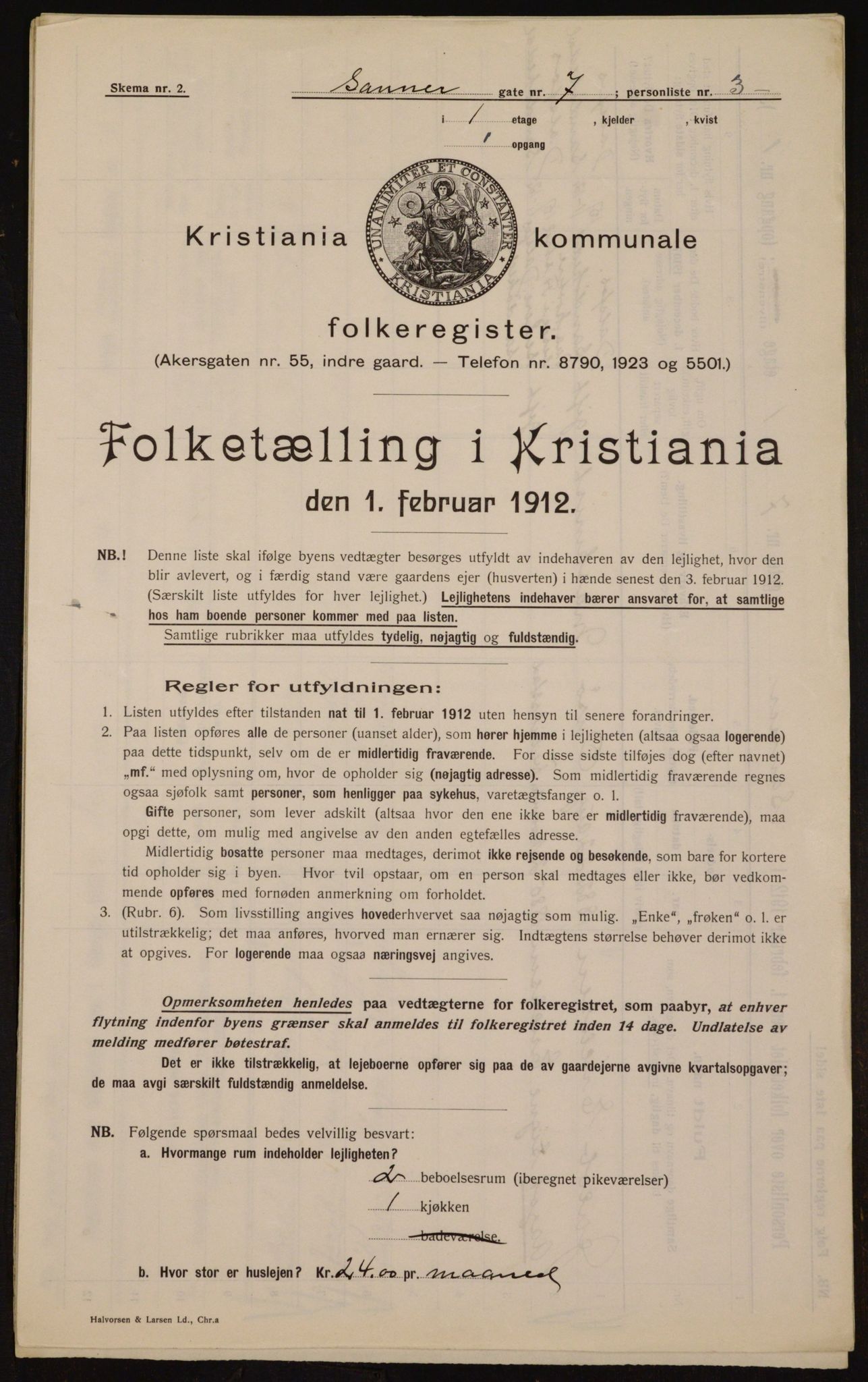 OBA, Kommunal folketelling 1.2.1912 for Kristiania, 1912, s. 88719