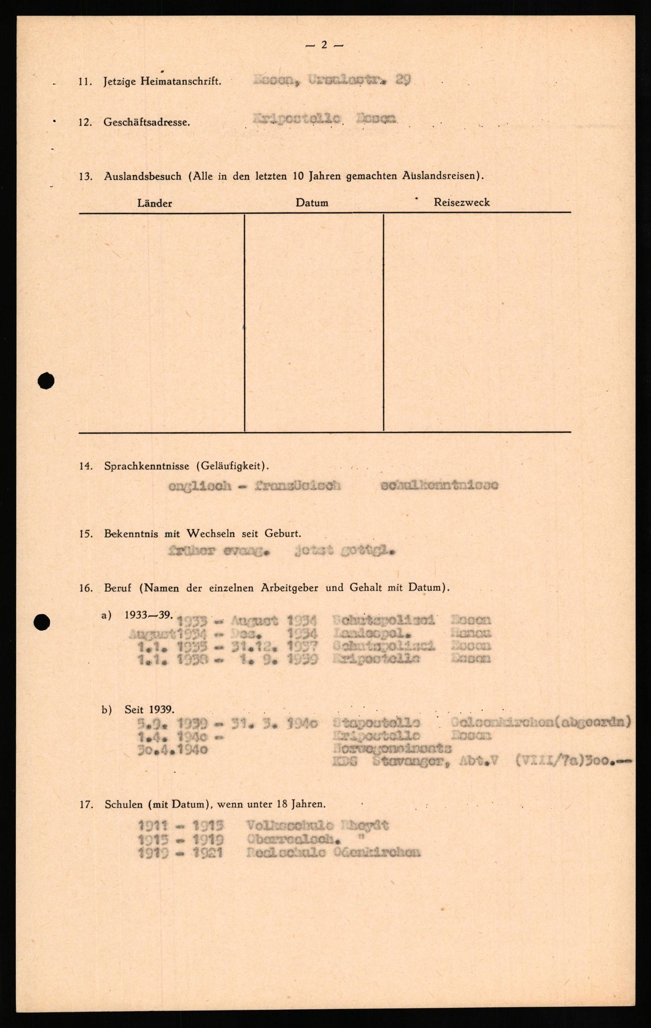 Forsvaret, Forsvarets overkommando II, AV/RA-RAFA-3915/D/Db/L0029: CI Questionaires. Tyske okkupasjonsstyrker i Norge. Tyskere., 1945-1946, s. 165