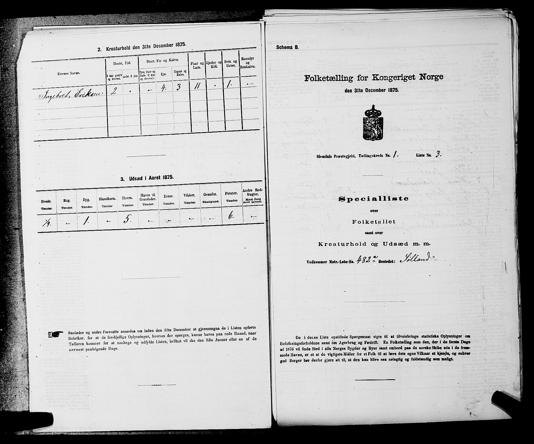 SAKO, Folketelling 1875 for 0811P Slemdal prestegjeld, 1875, s. 22