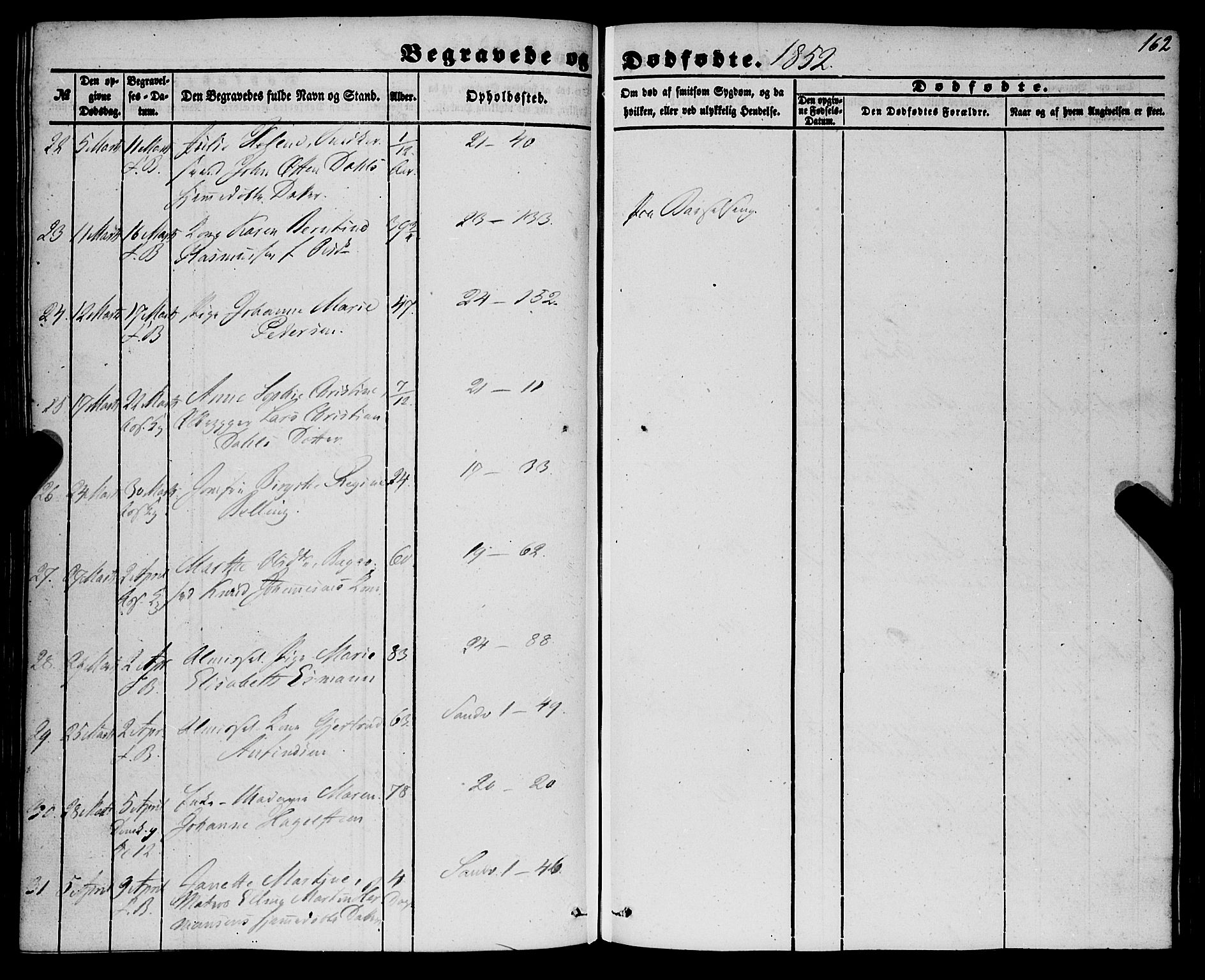 Korskirken sokneprestembete, AV/SAB-A-76101/H/Haa: Ministerialbok nr. E 2, 1848-1862, s. 162