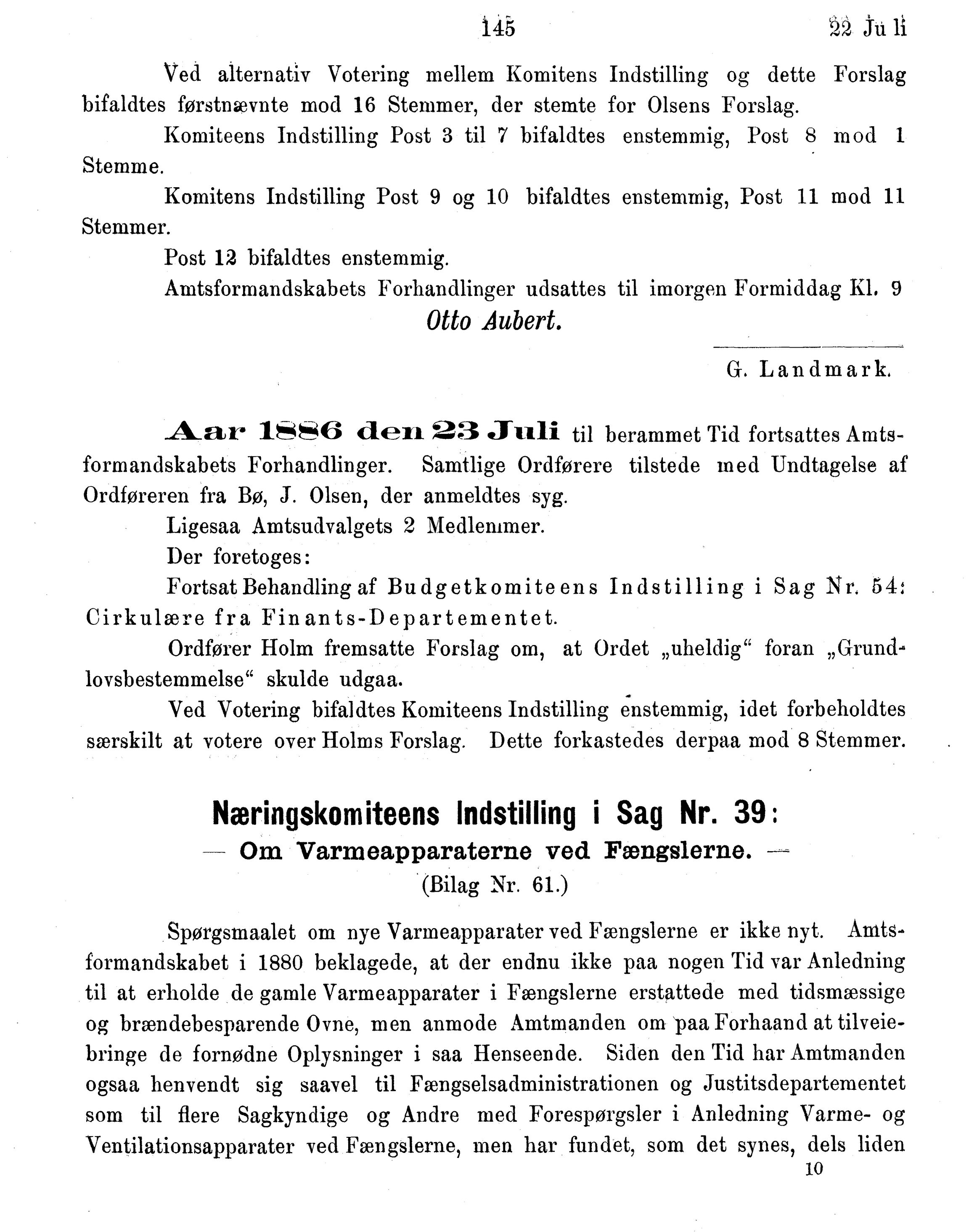 Nordland Fylkeskommune. Fylkestinget, AIN/NFK-17/176/A/Ac/L0015: Fylkestingsforhandlinger 1886-1890, 1886-1890, s. 145