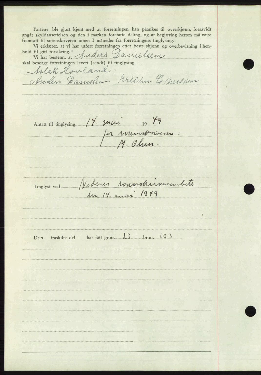 Nedenes sorenskriveri, AV/SAK-1221-0006/G/Gb/Gba/L0060: Pantebok nr. A12, 1948-1949, Dagboknr: 758/1949