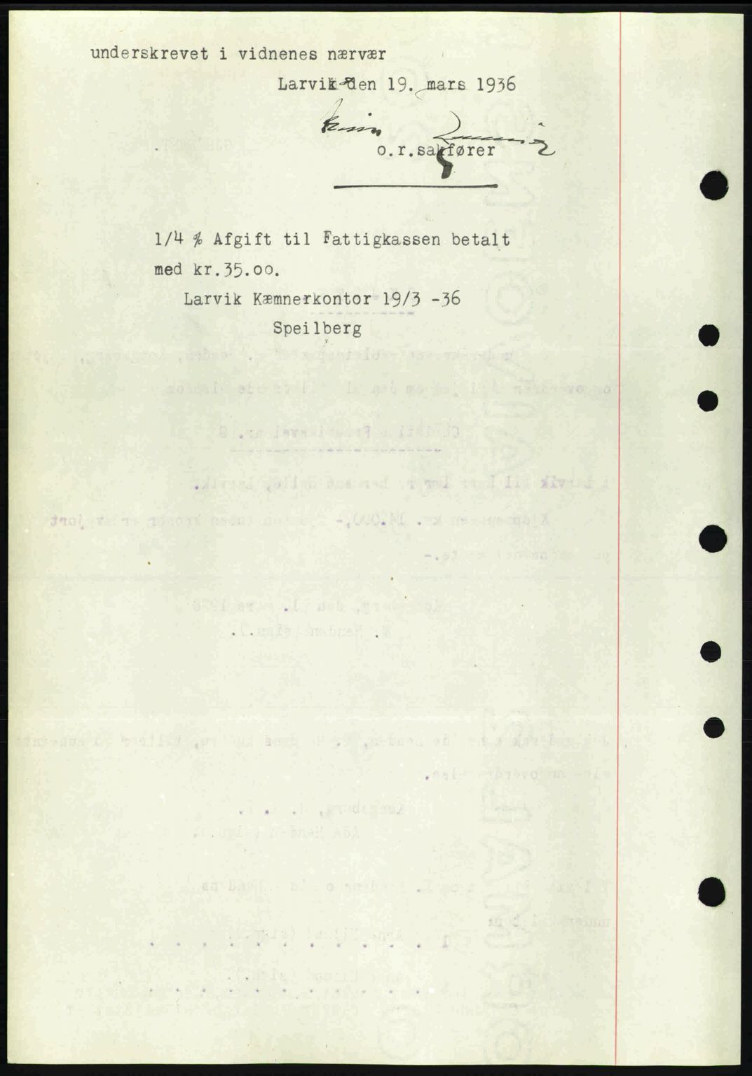 Larvik sorenskriveri, SAKO/A-83/G/Ga/Gab/L0067: Pantebok nr. A-1, 1936-1937, Dagboknr: 107/1936
