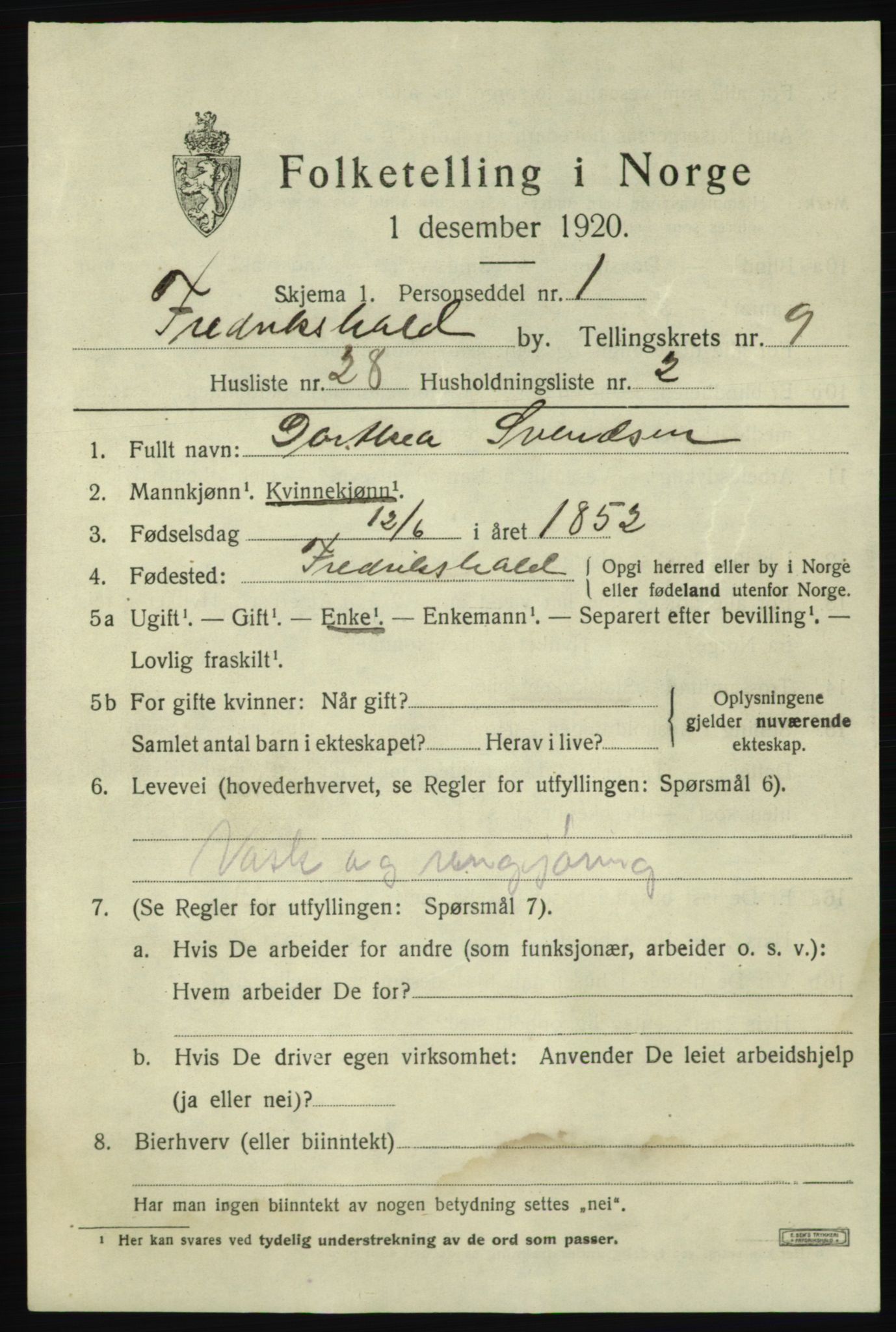 SAO, Folketelling 1920 for 0101 Fredrikshald kjøpstad, 1920, s. 16457
