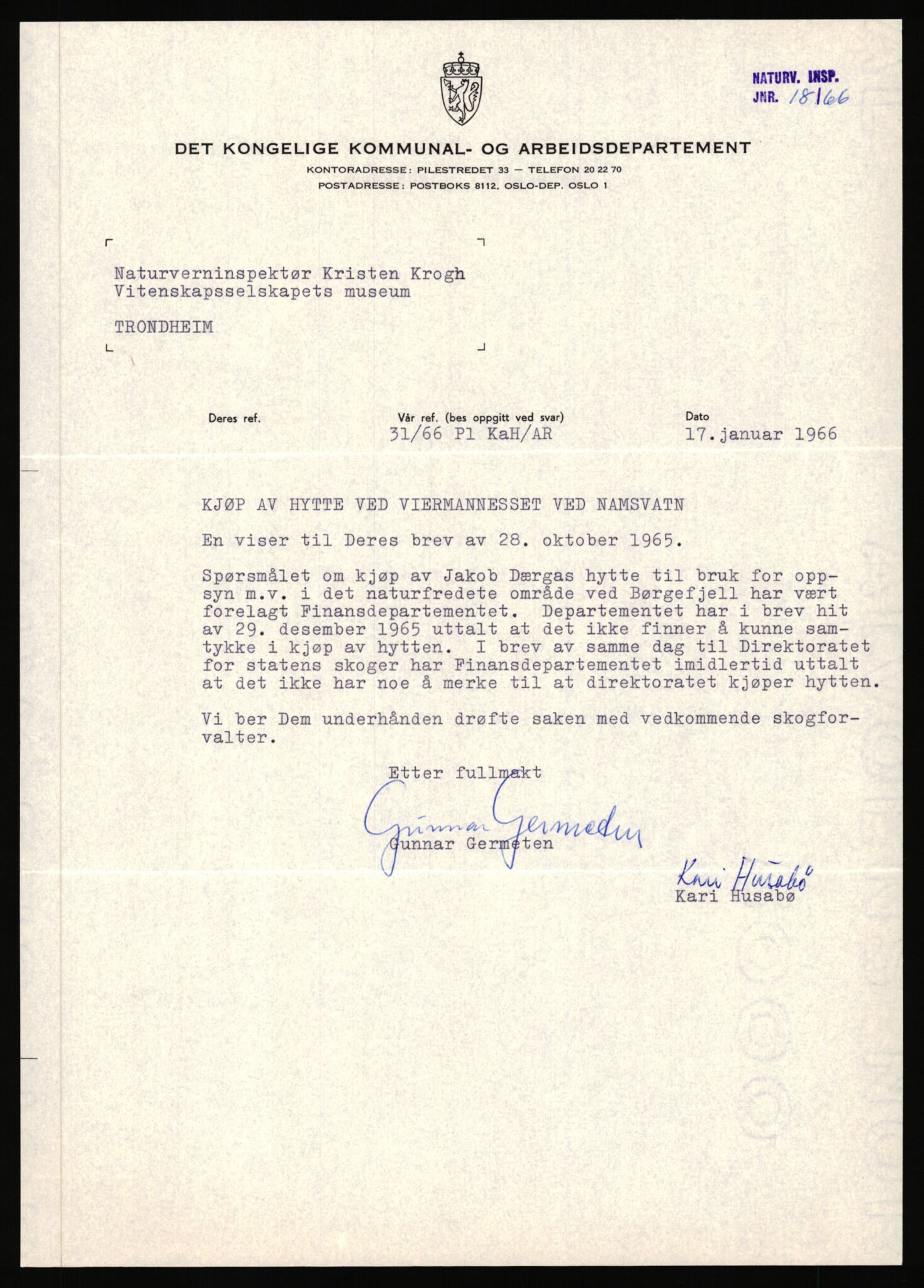 Statens naturverninspektør, AV/RA-S-2464/D/L0082: Nasjonalparker: Børgefjell og Rago, 1961-1982, s. 3