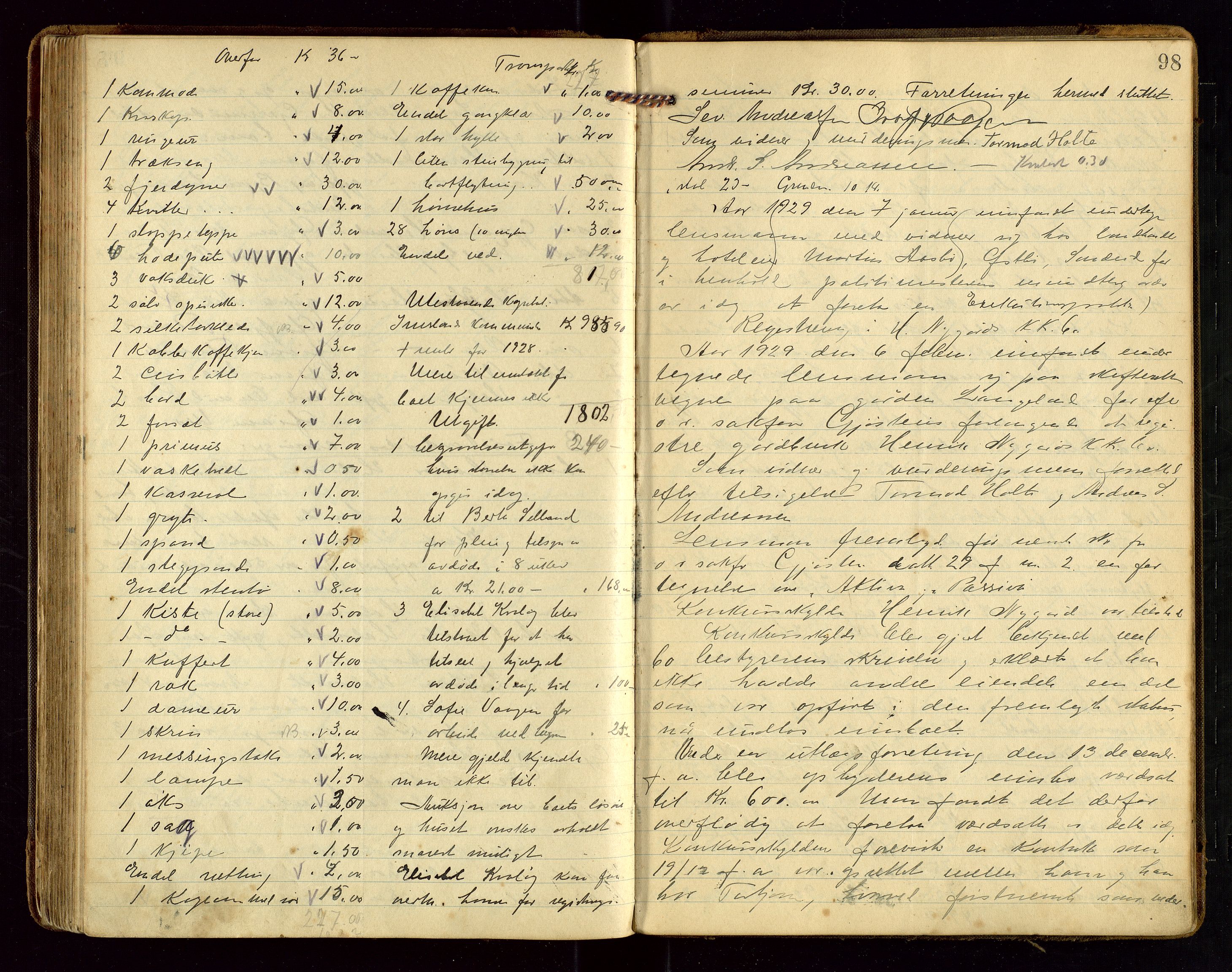 Vikedal lensmannskontor, AV/SAST-A-100179/Gg/L0002: Dødsfallprotokoll, 1921-1932, s. 98