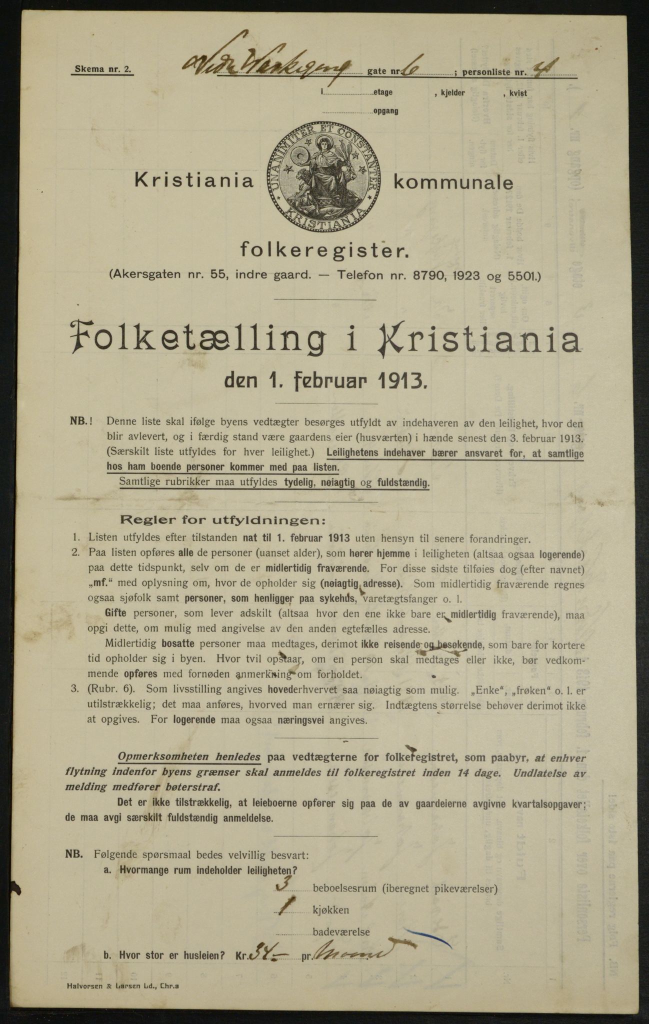 OBA, Kommunal folketelling 1.2.1913 for Kristiania, 1913, s. 69510