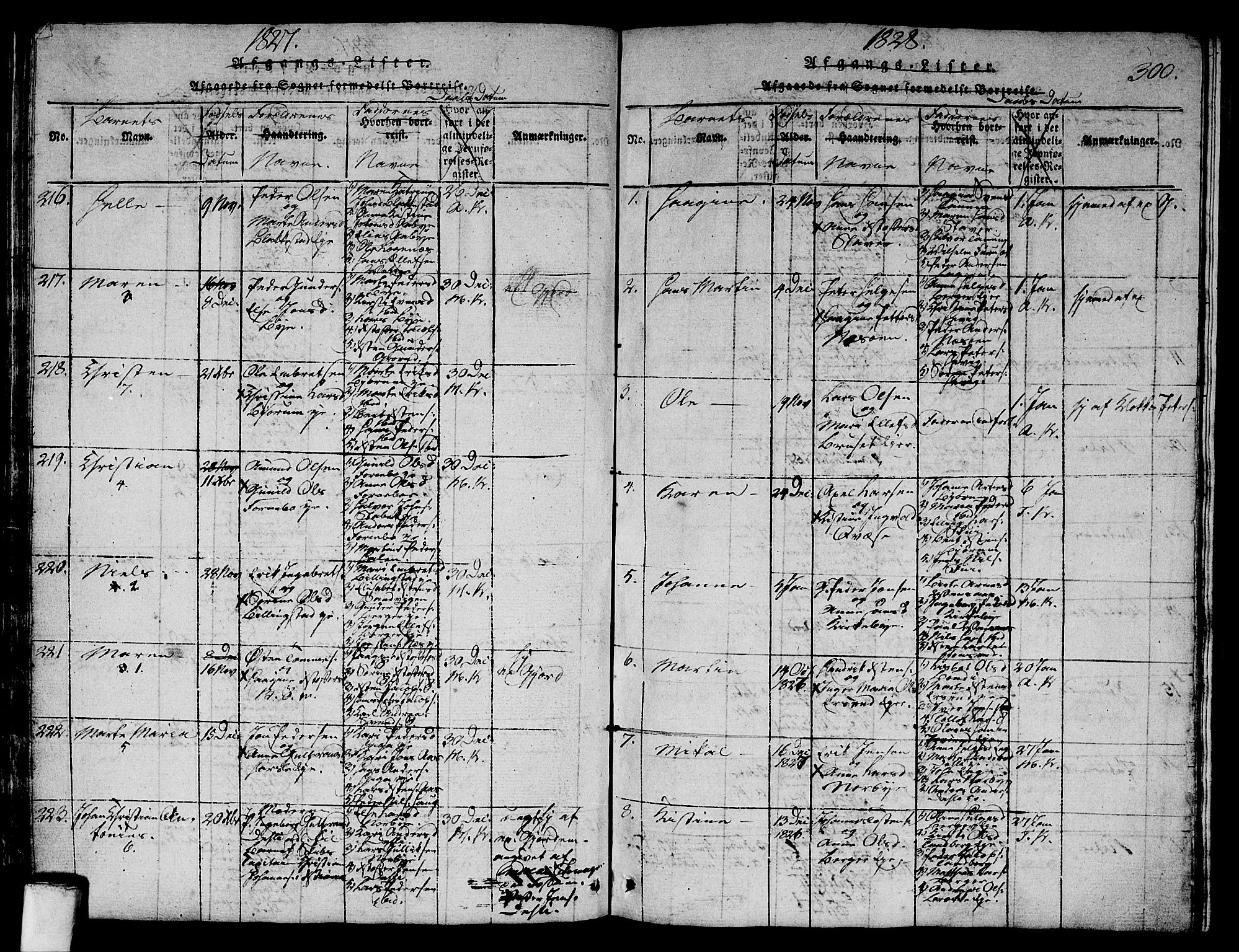 Asker prestekontor Kirkebøker, SAO/A-10256a/G/Ga/L0001: Klokkerbok nr. I 1, 1814-1830, s. 300