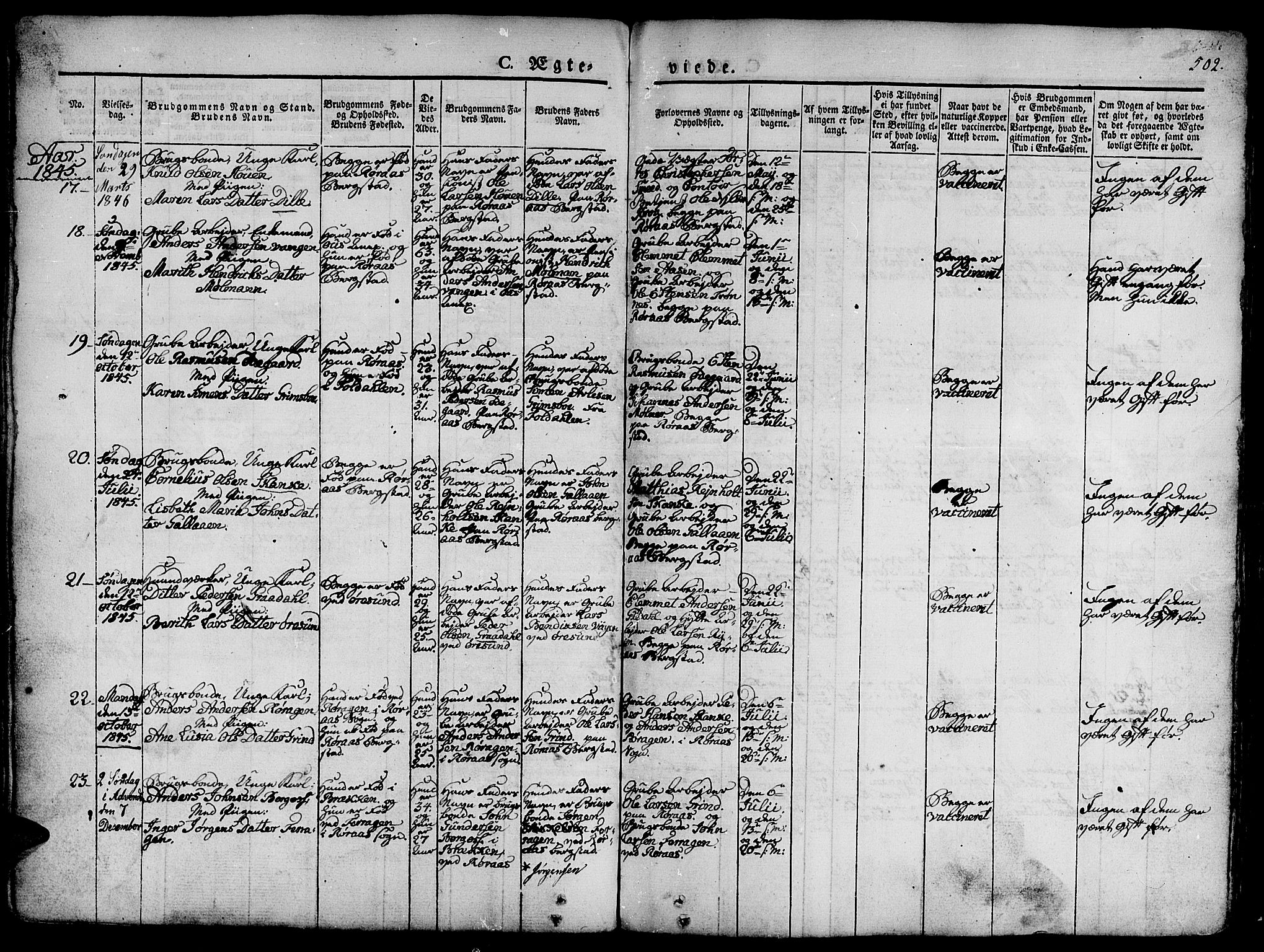 Ministerialprotokoller, klokkerbøker og fødselsregistre - Sør-Trøndelag, SAT/A-1456/681/L0939: Klokkerbok nr. 681C03, 1829-1855, s. 502